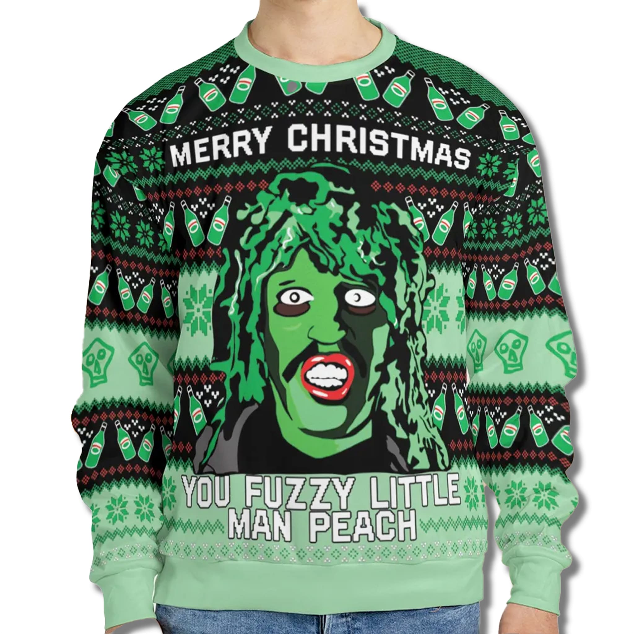 You Fuzzy Little Man Peach Ugly Christmas Sweater 1 You Fuzzy Little Man Peach Ugly Christmas Sweater 2