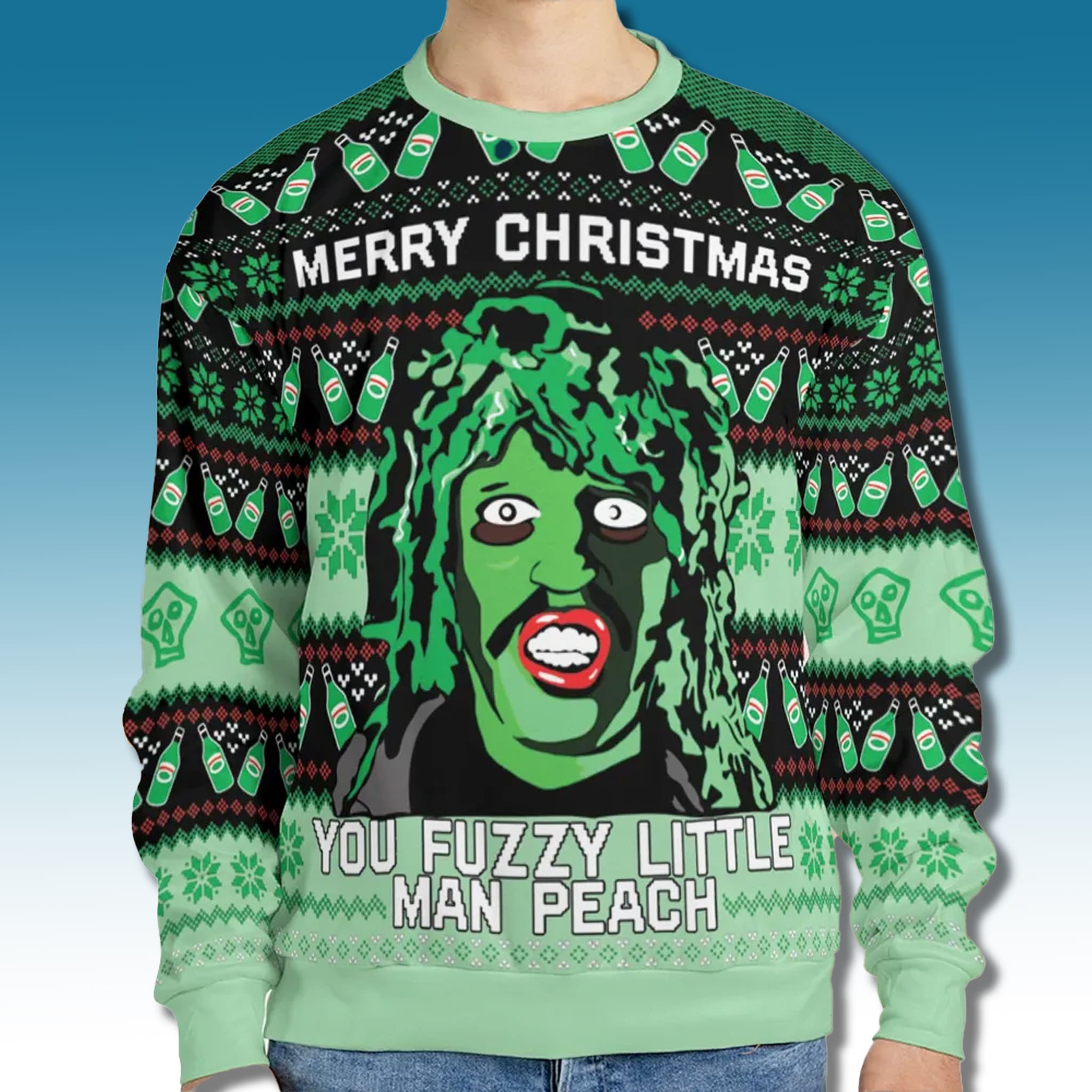 You Fuzzy Little Man Peach Ugly Christmas Sweater You Fuzzy Little Man Peach Ugly Christmas Sweater