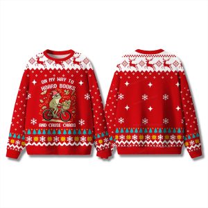On My Way To Hoard Books And Cause Chaos Frog And Toad Ugly Sweater