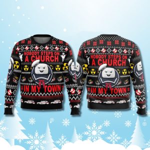 Ghost Busters Nobody Steps On A Church In My Town Christmas Ugly Sweater 2