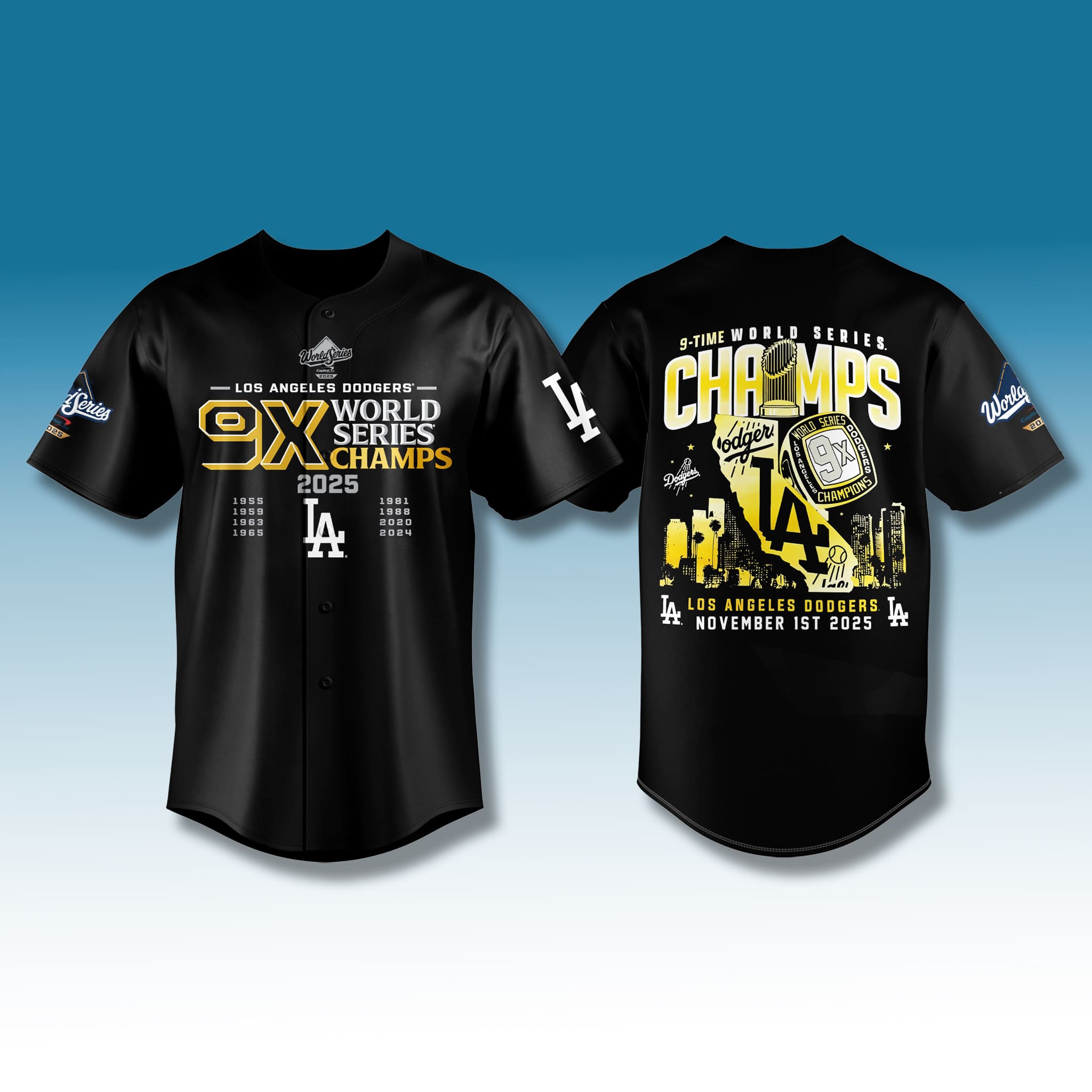 LA Dodgers 9 Time World Series Champions 2025 Jersey LA Dodgers 9 Time World Series Champions 2025 Jersey