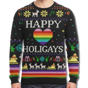 LGBTQ Happy Holigays Christmas Ugly Sweater 1