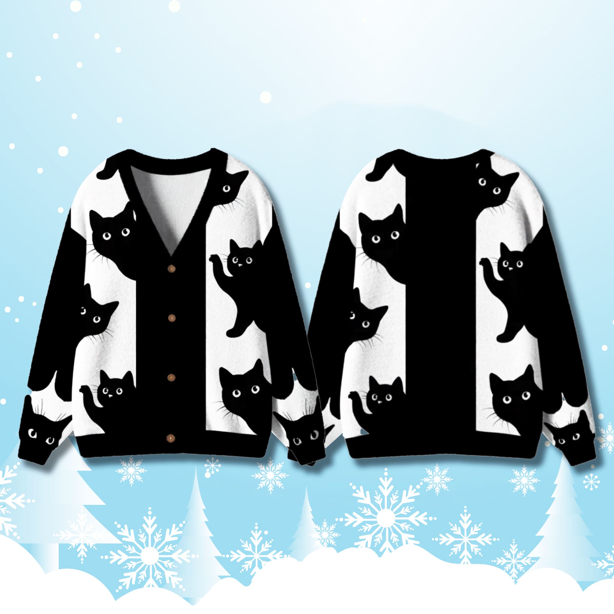 Peekaboo Cats Christmas Cardigan Sweater 1 Peekaboo Cats Christmas Cardigan Sweater 2