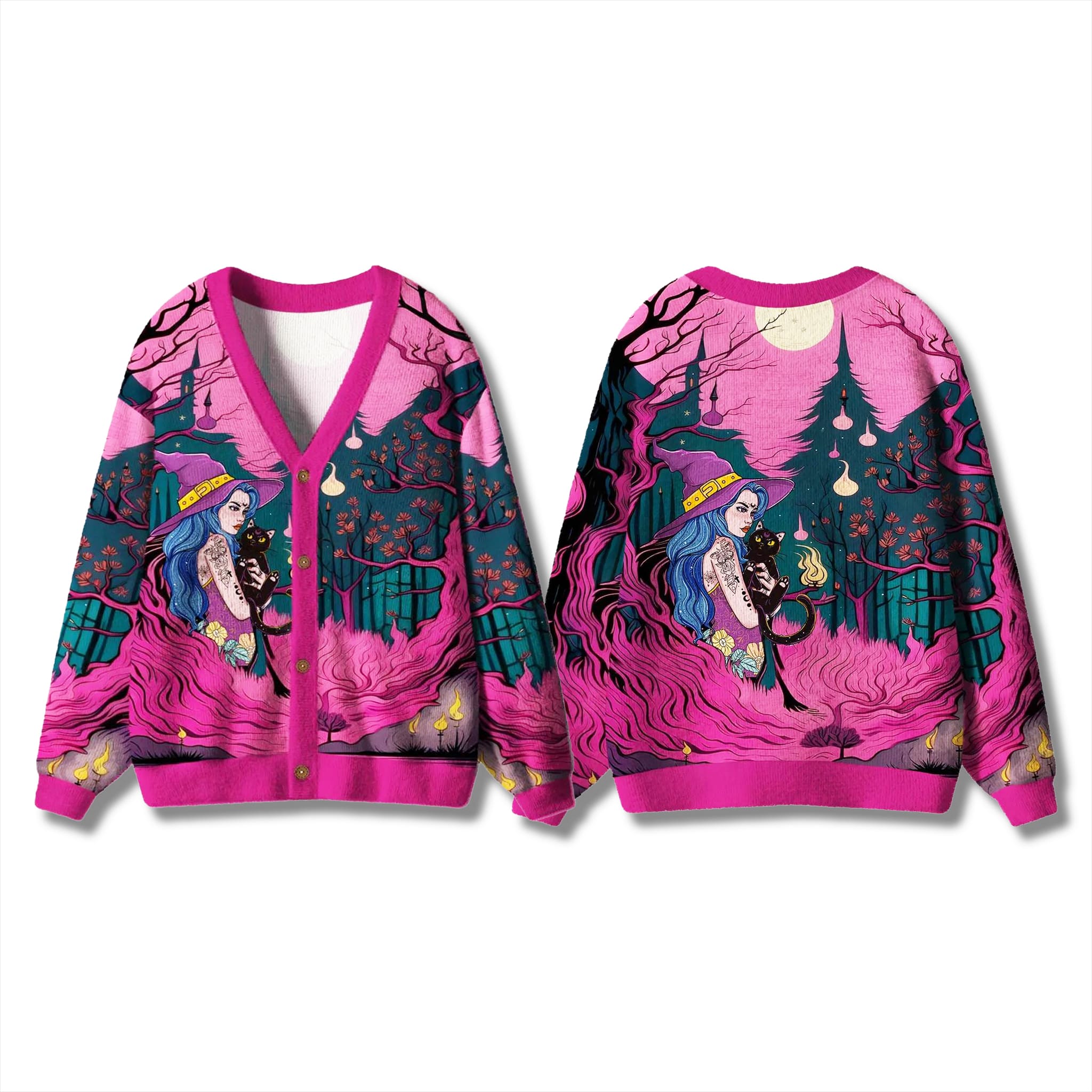 The Witch And Black Cat Cardigan Sweater 2 The Witch And Black Cat Cardigan Sweater 3