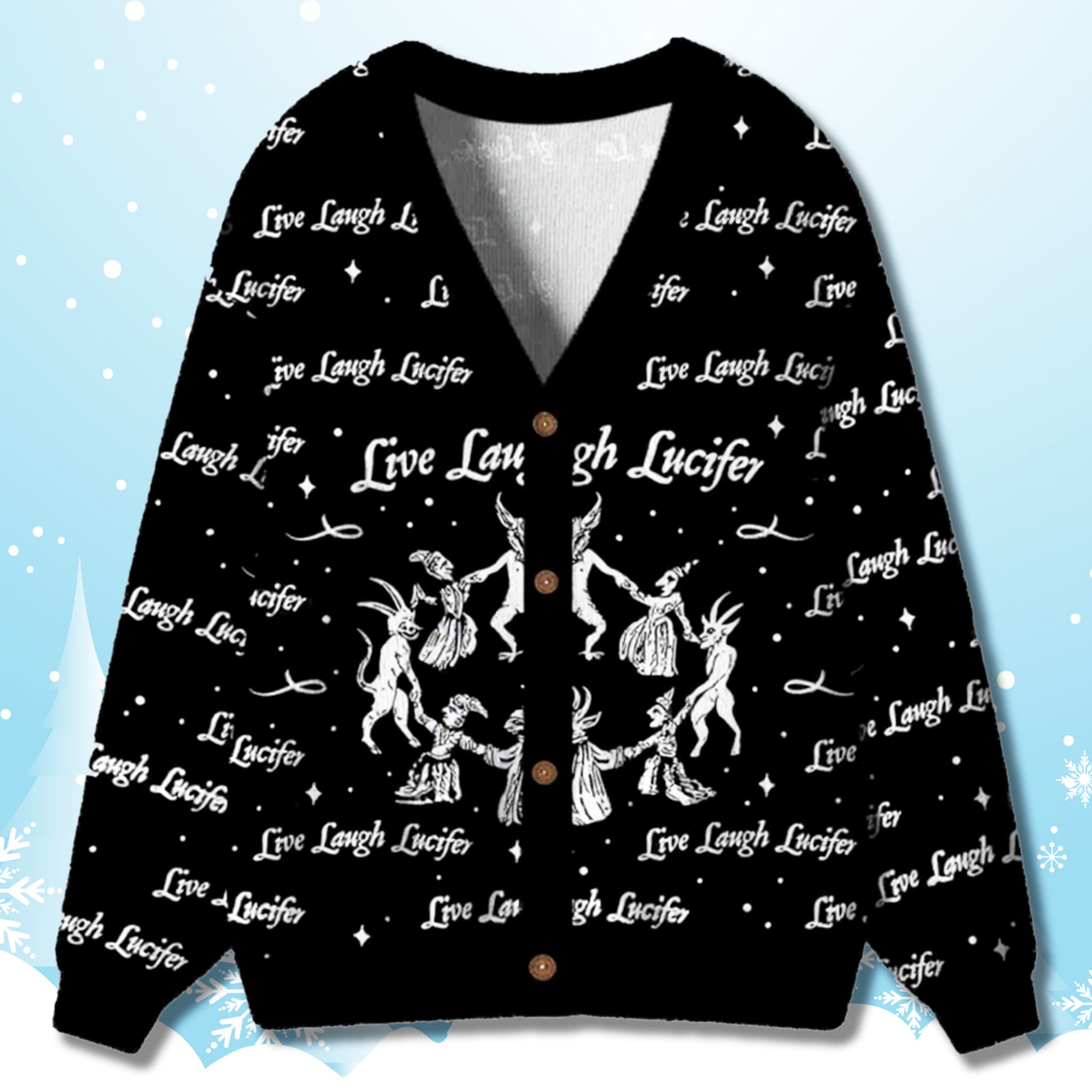Live Laugh Lucifer Christmas Cardigan Sweater 3 Live Laugh Lucifer Christmas Cardigan Sweater