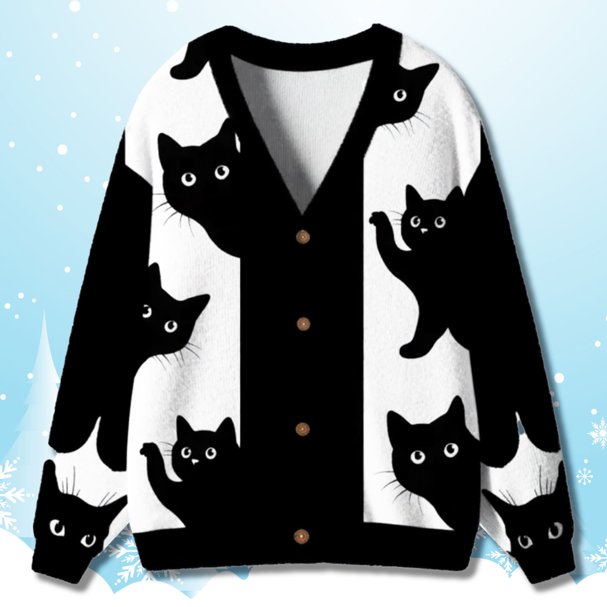 Peekaboo Cats Christmas Cardigan Sweater Peekaboo Cats Christmas Cardigan Sweater