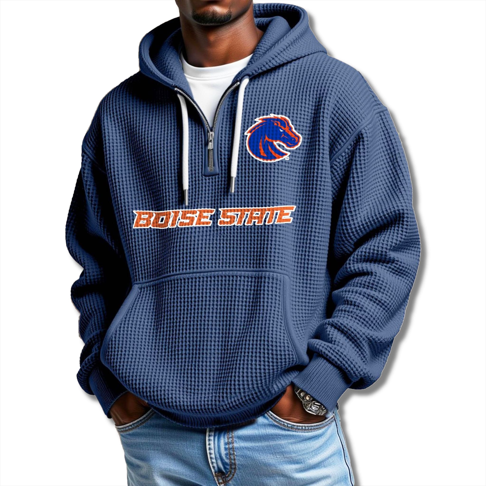 Boise State Broncos Waffle Quarter Zip Hoodie 2025 3 Boise State Broncos Waffle Quarter Zip Hoodie 2025 3