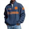 Clemson Tigers EST 1885 Waffle Quarter Zip Sweater 1