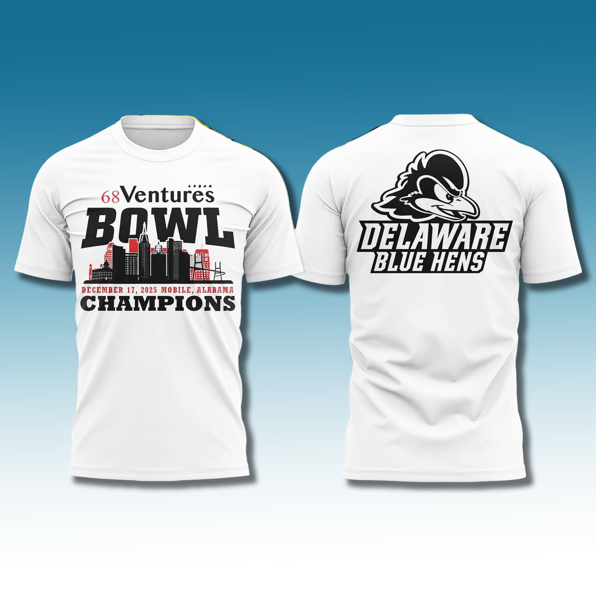 Delaware Blue Hens 68 Ventures Bowl Champions Shirt 2025 1 Delaware Blue Hens 68 Ventures Bowl Champions Shirt 2025 1