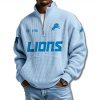 Detroit Lions EST 1930 Waffle Quarter Zip Sweater 1