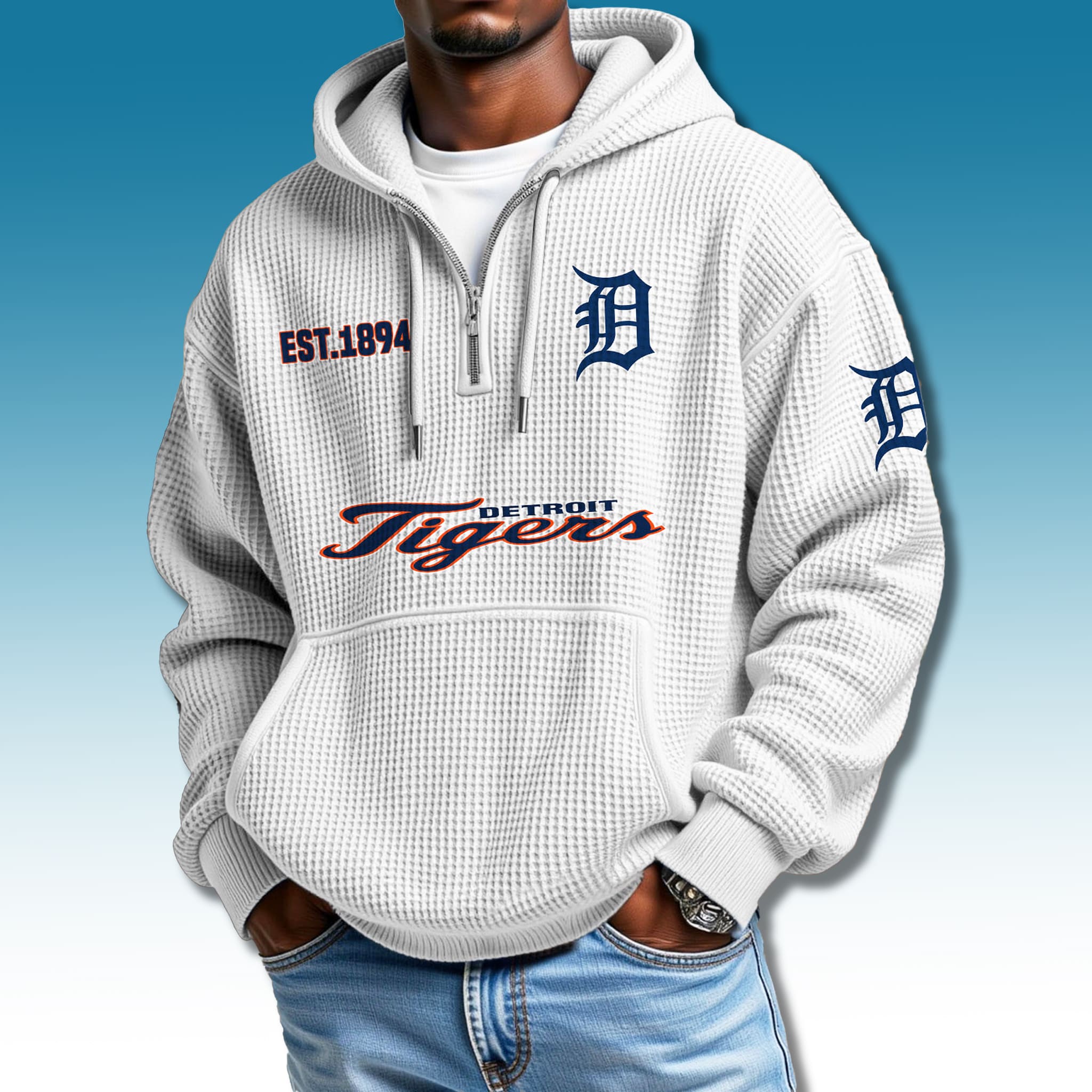 Detroit Tigers 2025 Waffle Quarter Zip Hoodie 3 Detroit Tigers 2025 Waffle Quarter Zip Hoodie 3