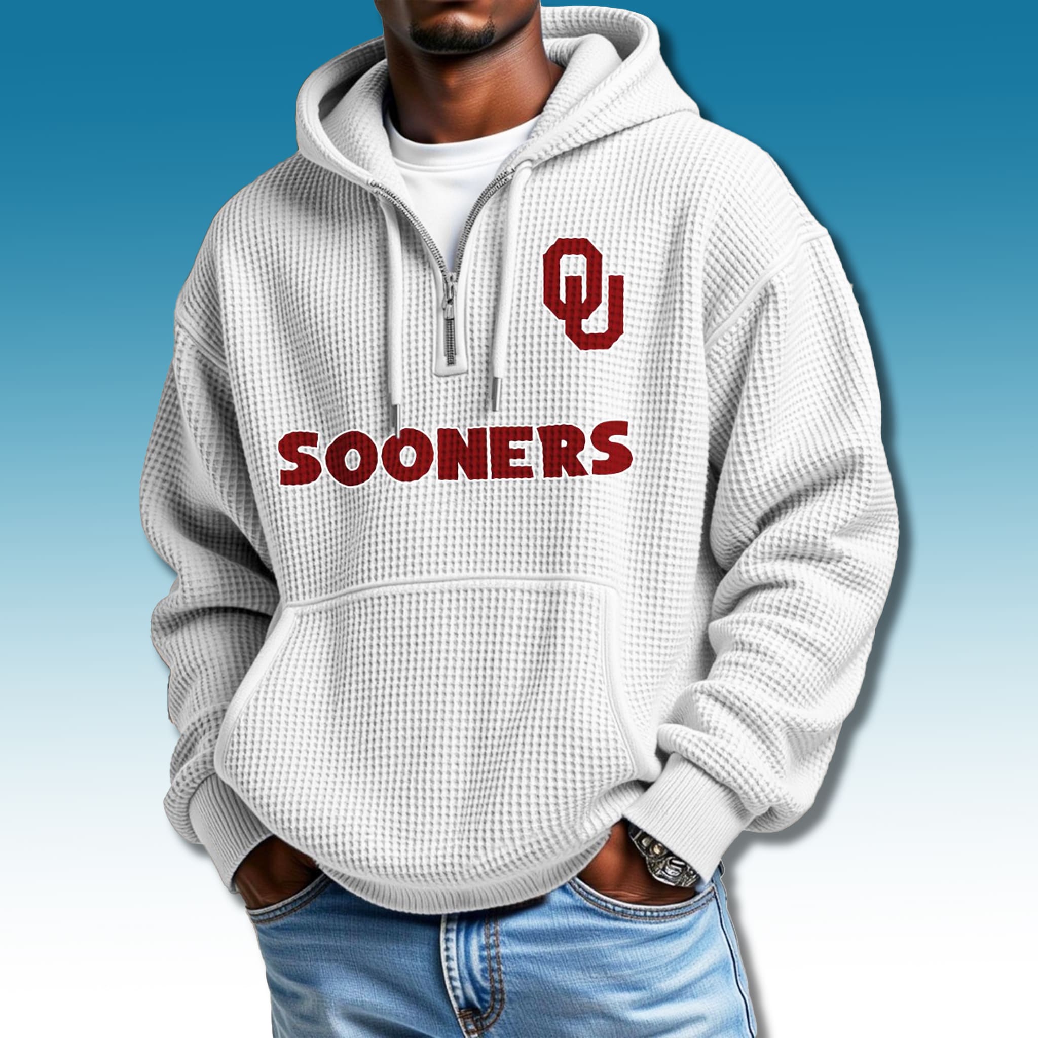 Oklahoma Sooners Waffle Quarter Zip Hoodie 2025 3 Oklahoma Sooners Waffle Quarter Zip Hoodie 2025 3