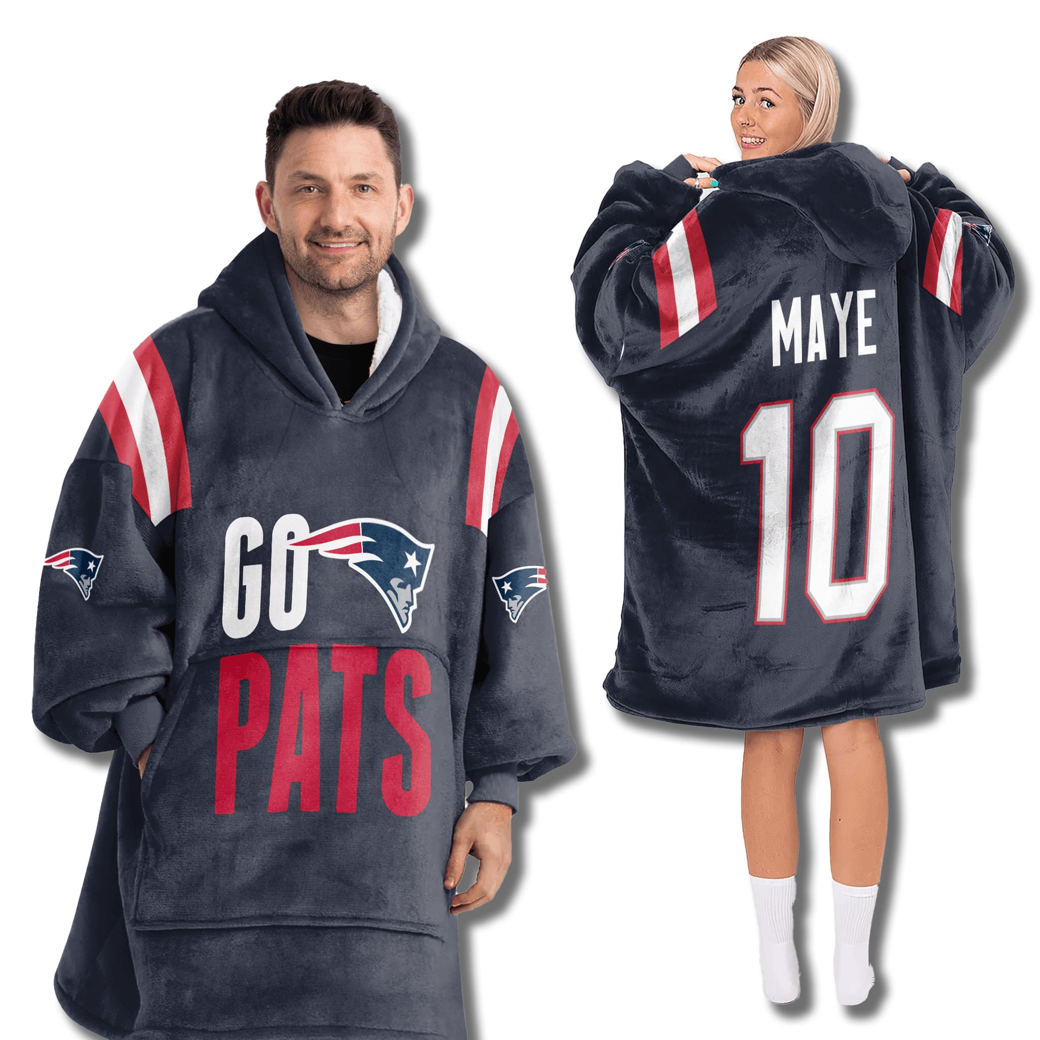 Drake Maye Go Pats Unisex Blanket Hoodie 2025 Drake Maye Go Pats Unisex Blanket Hoodie 2025