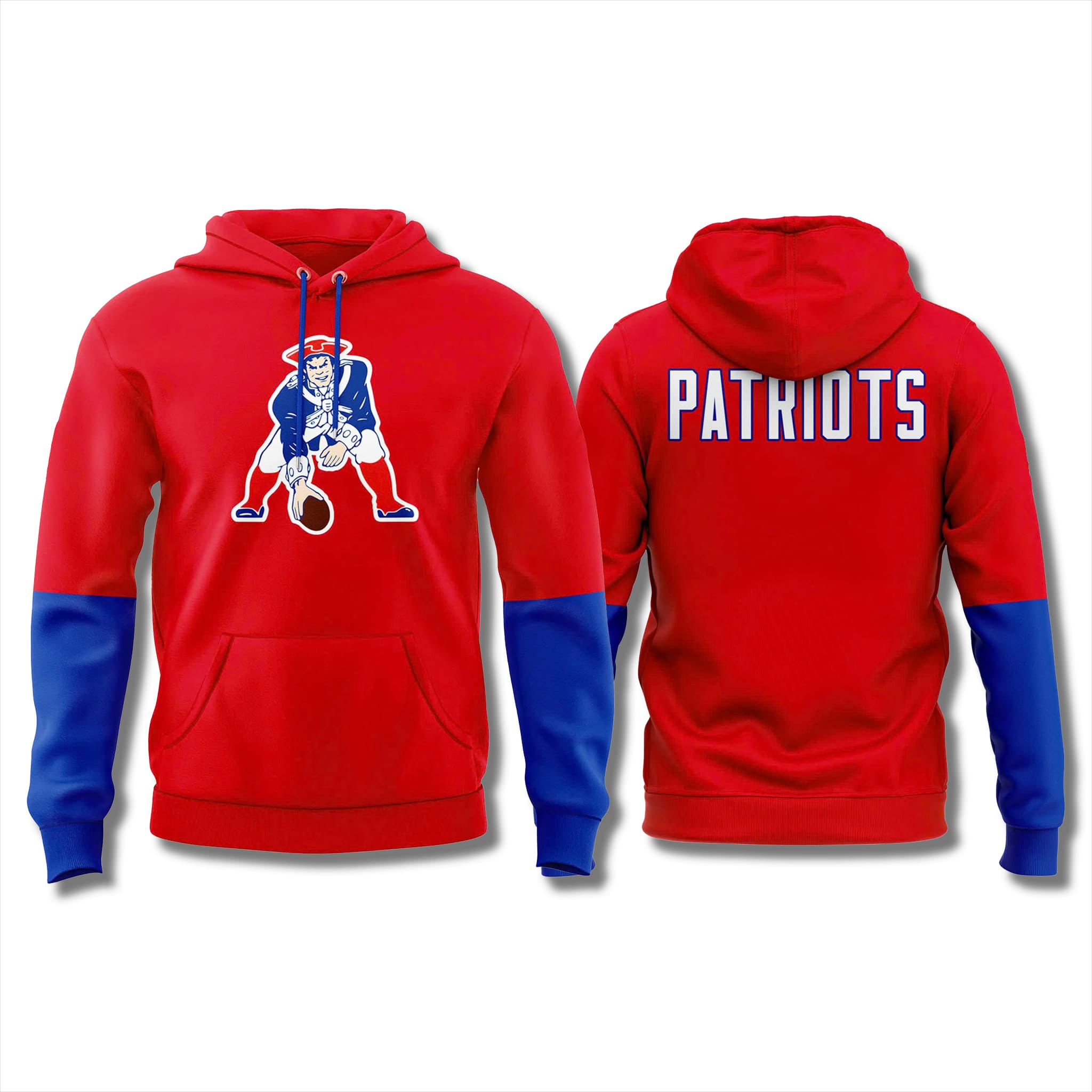 Drake Maye Pat Patriot Throwback Red Hoodie Drake Maye Pat Patriot Throwback Red Hoodie