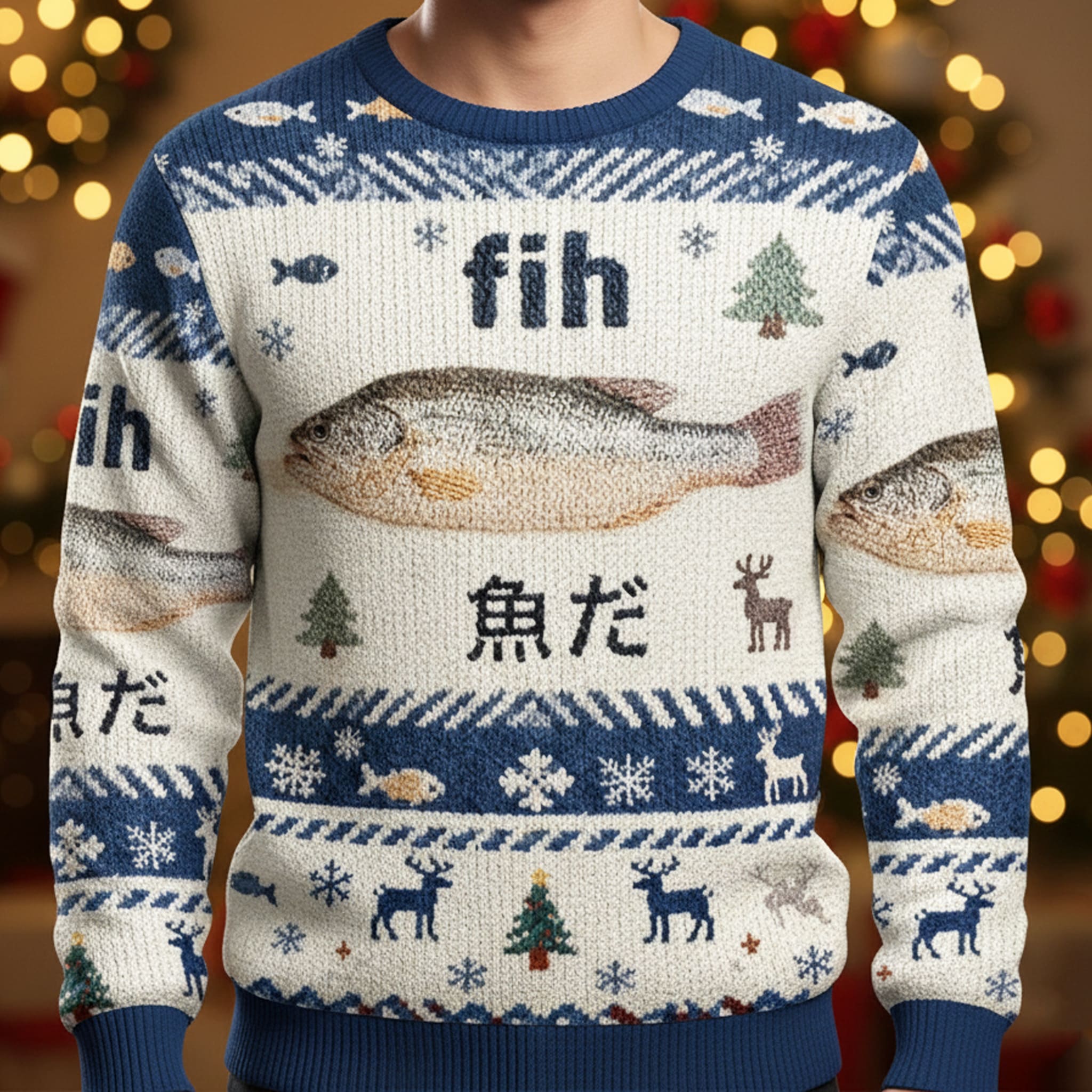 Fish Japanese Fih Christmas Ugly Sweater 2 Fish Japanese Fih Christmas Ugly Sweater 2