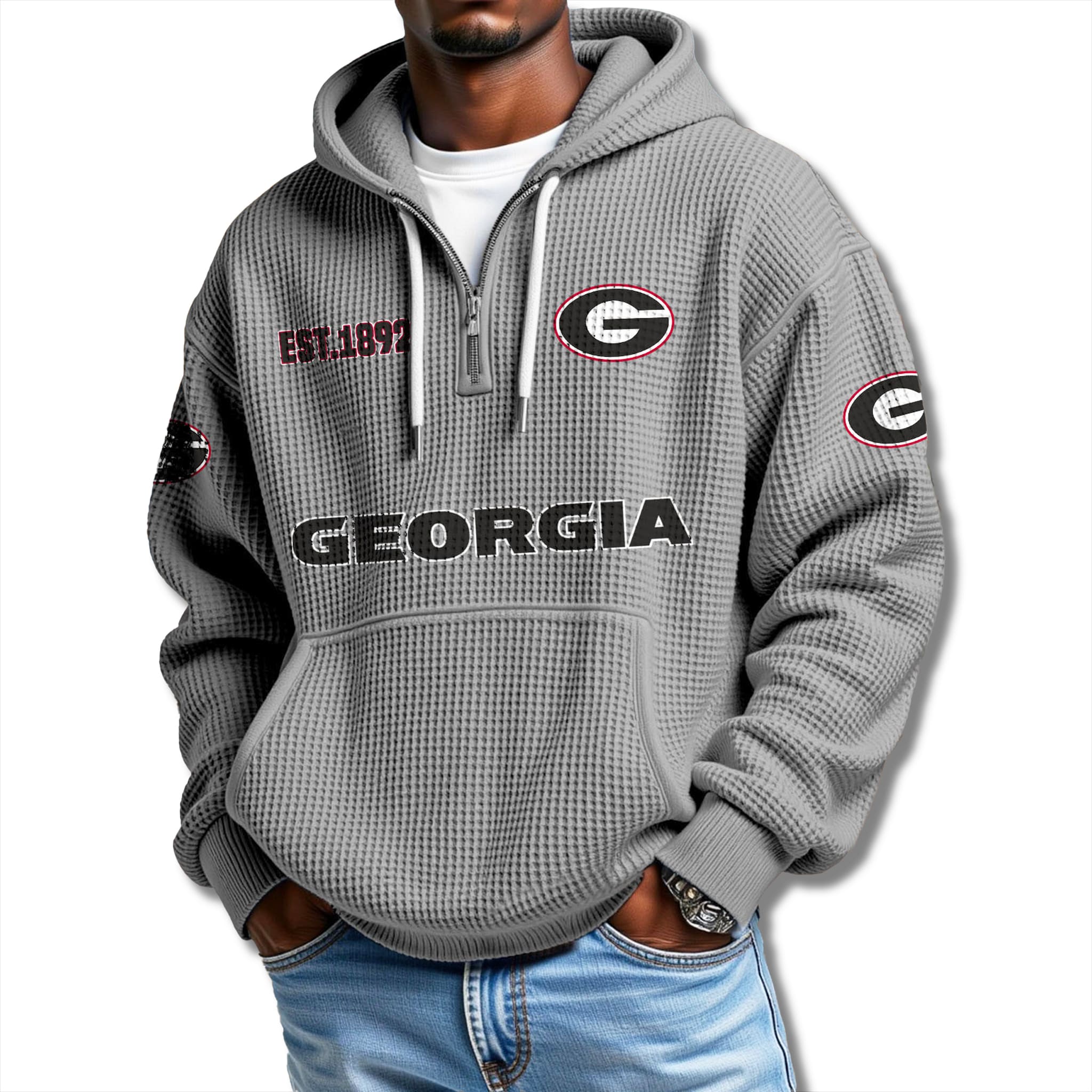 Georgia Bulldogs Waffle Quarter Zip Hoodie 2025 1 Georgia Bulldogs Waffle Quarter Zip Hoodie 2025 1