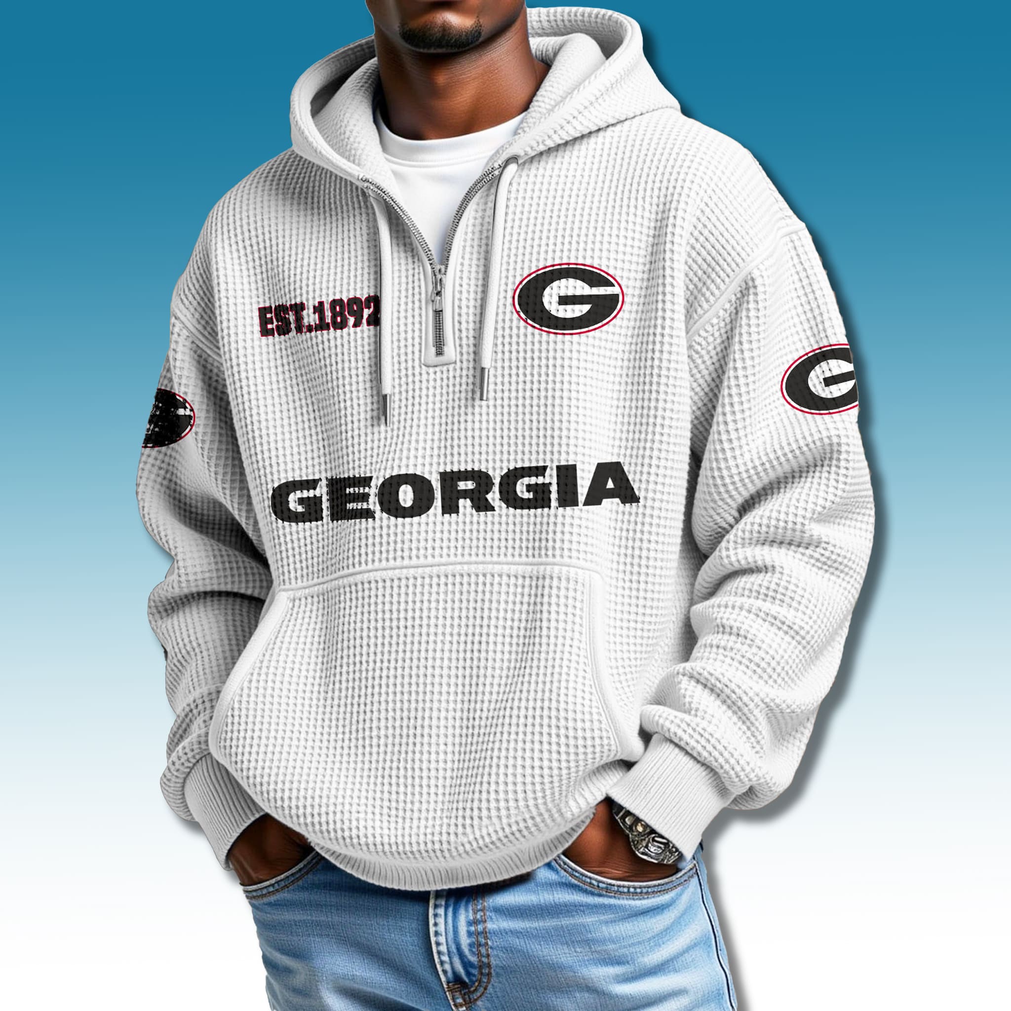 Georgia Bulldogs Waffle Quarter Zip Hoodie 2025 3 Georgia Bulldogs Waffle Quarter Zip Hoodie 2025 3