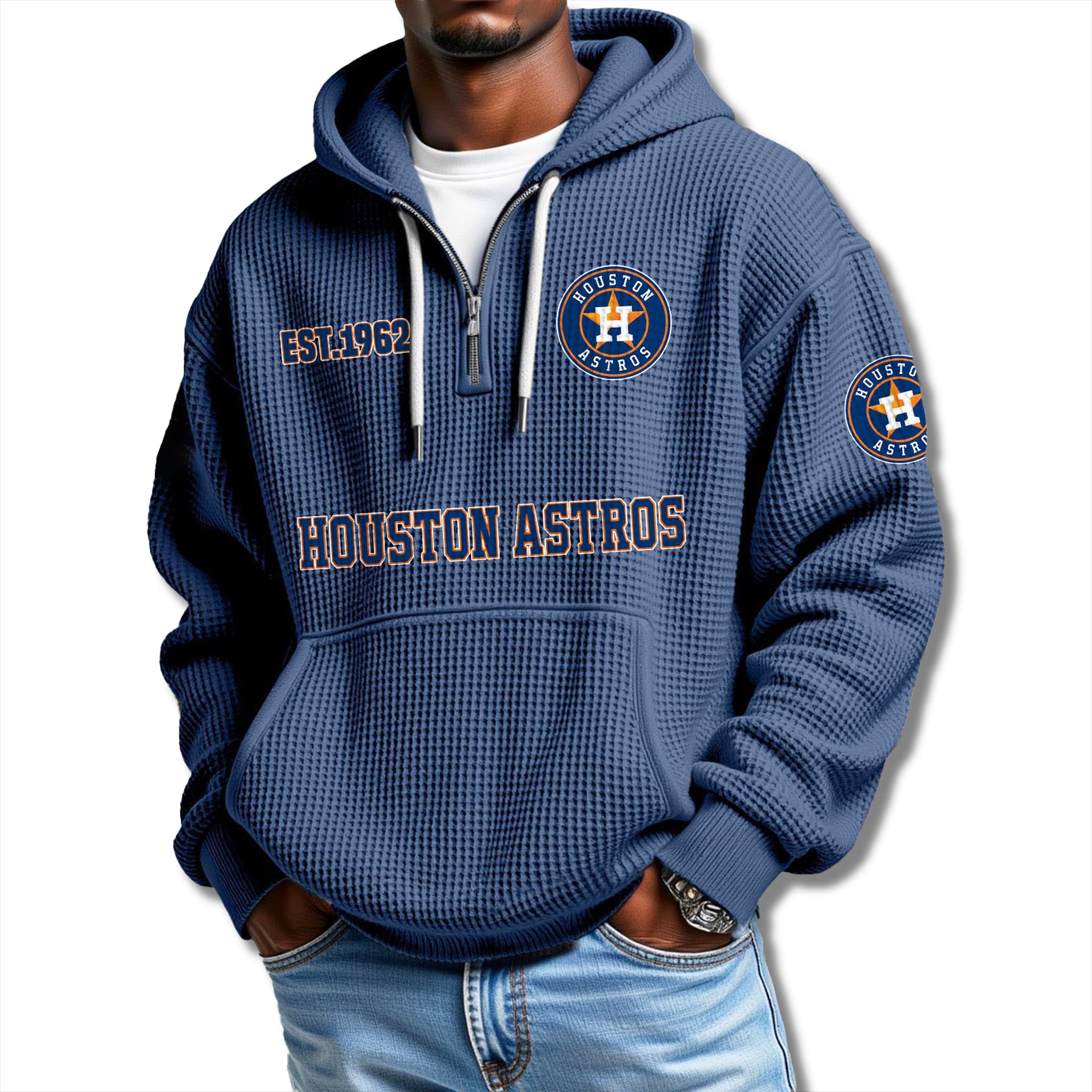 Houston Astros EST 1962 Waffle Quarter Zip Hoodie 2 Houston Astros EST 1962 Waffle Quarter Zip Hoodie 2