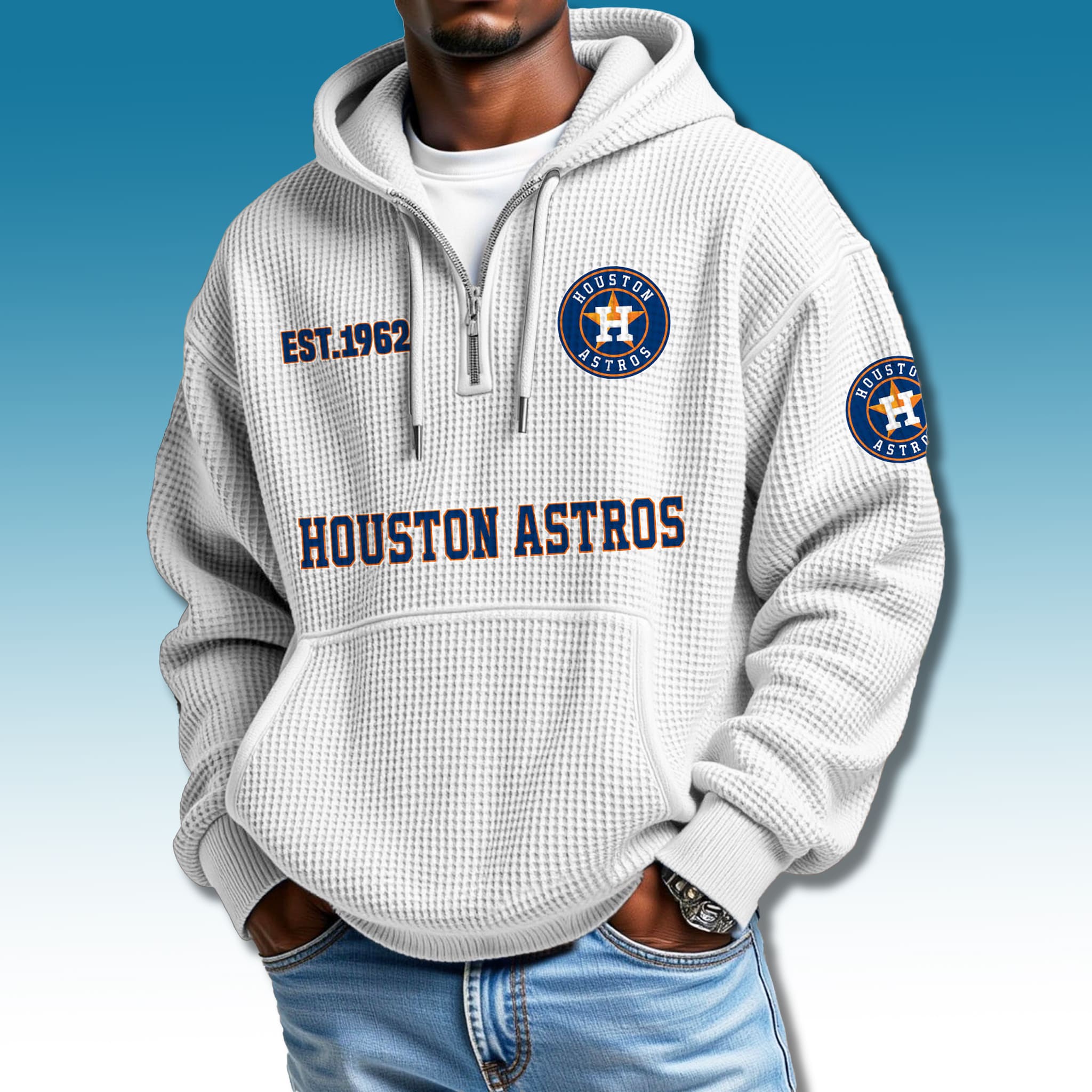 Houston Astros EST 1962 Waffle Quarter Zip Hoodie 3 Houston Astros EST 1962 Waffle Quarter Zip Hoodie 3