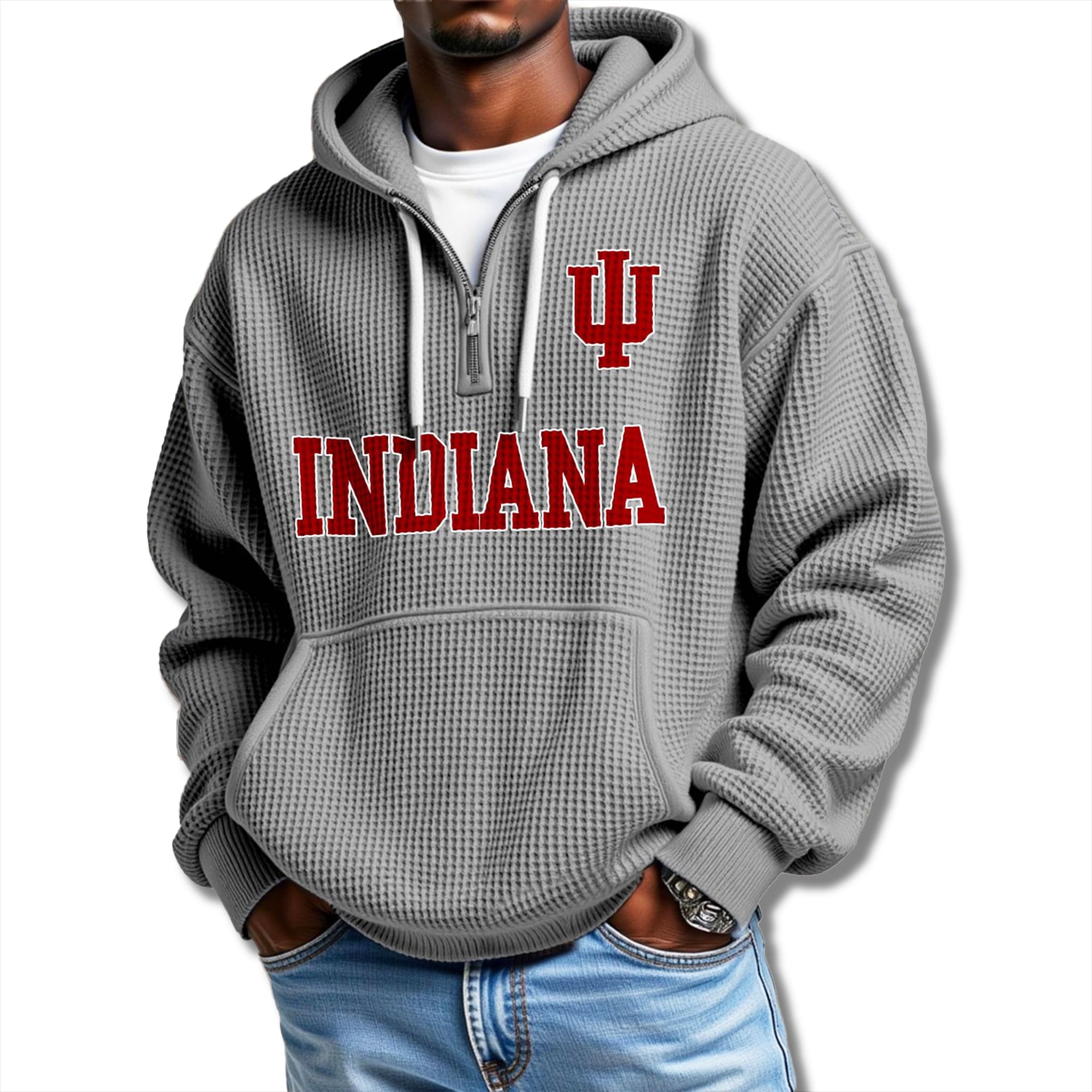 Indiana Hoosiers Waffle Quarter Zip Hoodie 2025 2 Indiana Hoosiers Waffle Quarter Zip Hoodie 2025 2