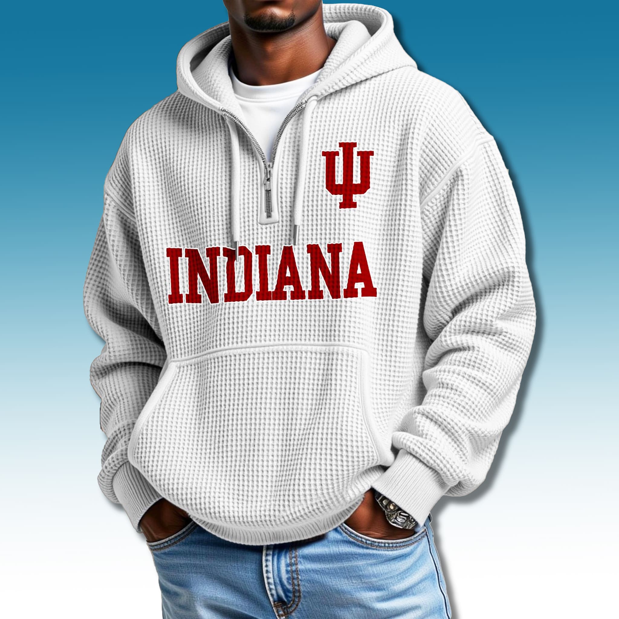Indiana Hoosiers Waffle Quarter Zip Hoodie 2025 3 Indiana Hoosiers Waffle Quarter Zip Hoodie 2025 3