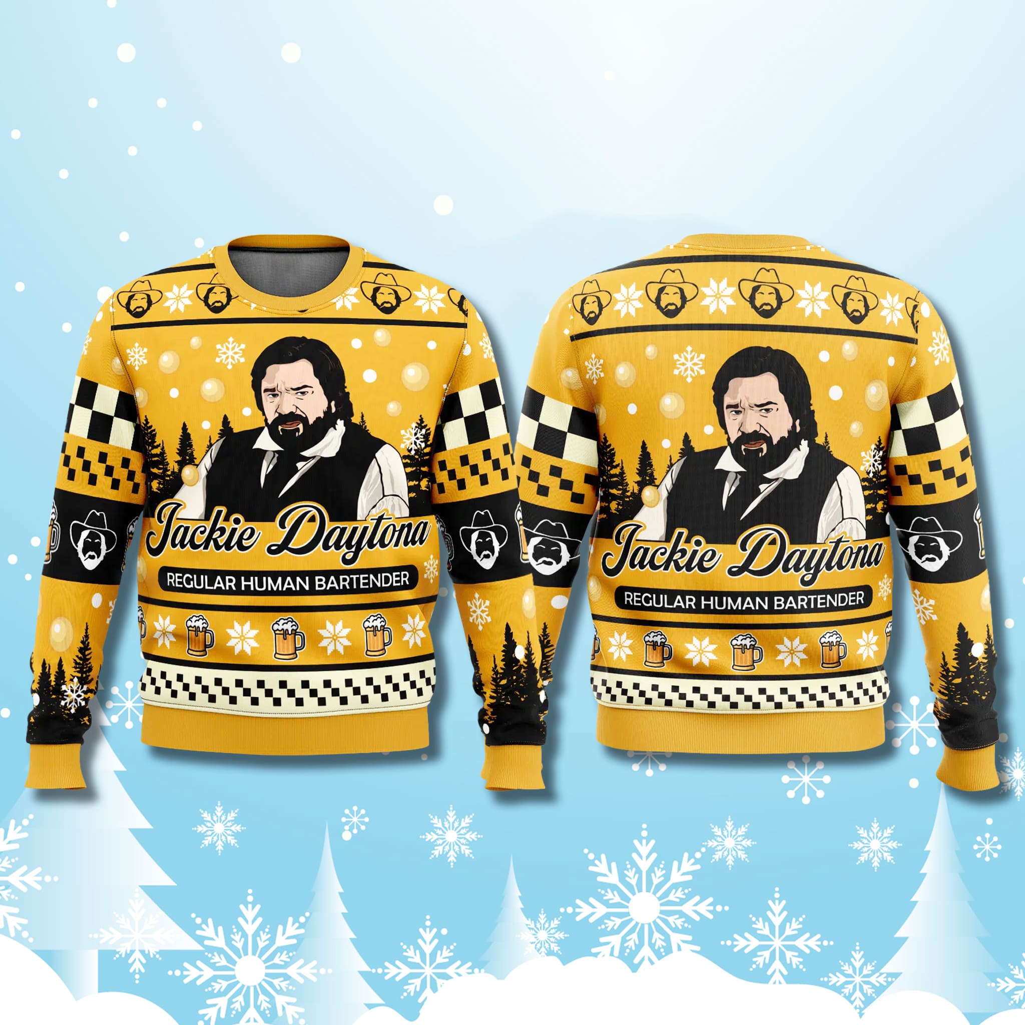 Jackie Daytona Regular Human Bartender Christmas Ugly Sweater 1 Jackie Daytona Regular Human Bartender Christmas Ugly Sweater 1