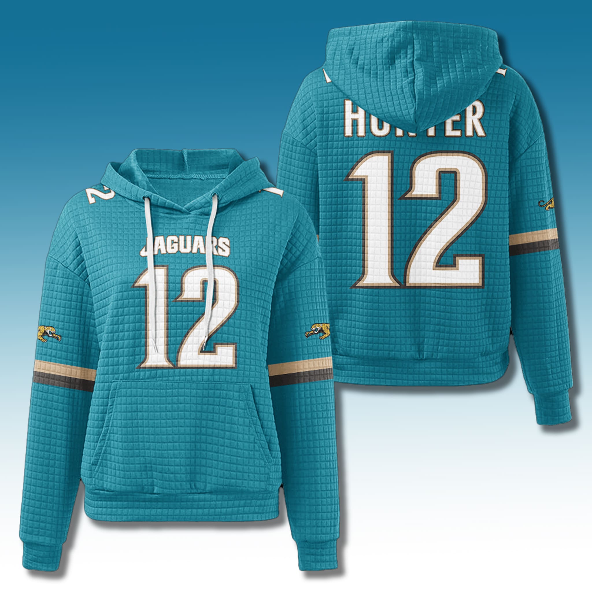 Jacksonville Jaguars Travis Hunter 12 Waffle Hoodie 1 Jacksonville Jaguars Travis Hunter 12 Waffle Hoodie 1