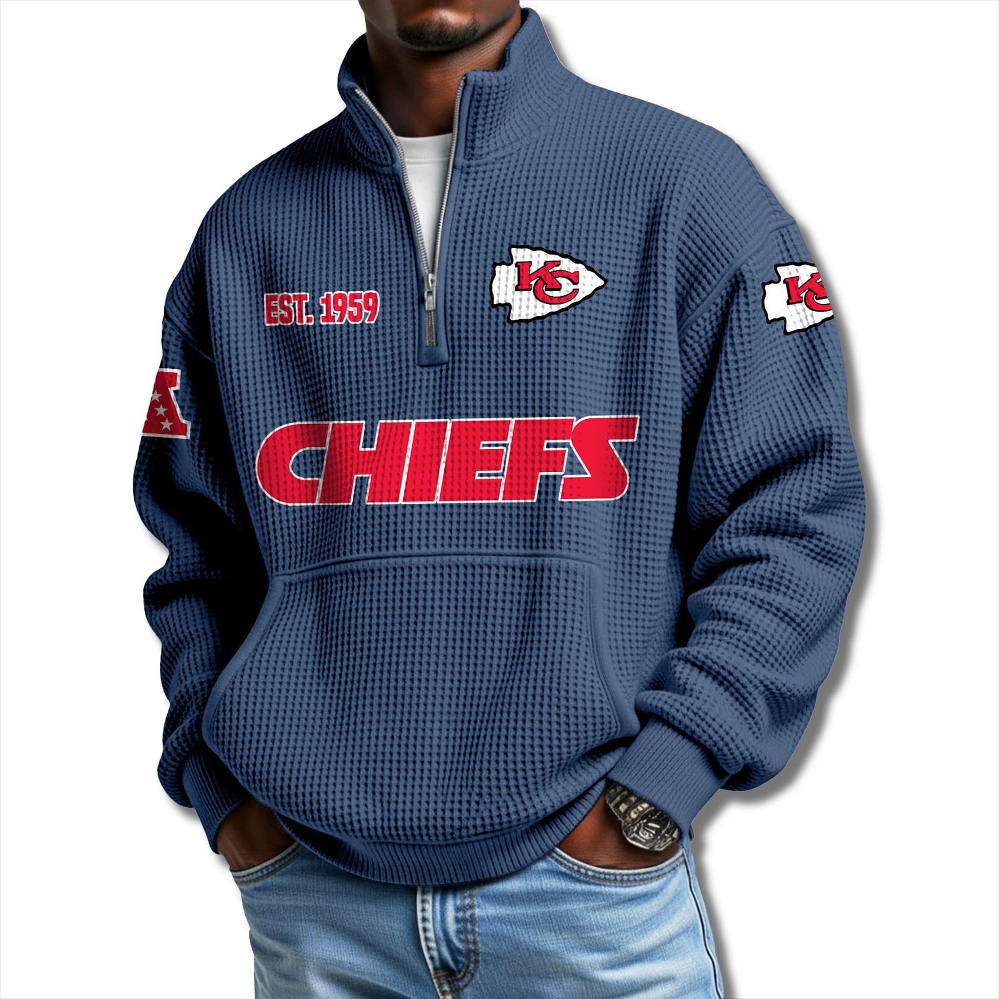 Kansas City Chiefs EST 1959 Waffle Quarter Zip Sweater 1 Kansas City Chiefs EST 1959 Waffle Quarter Zip Sweater 1