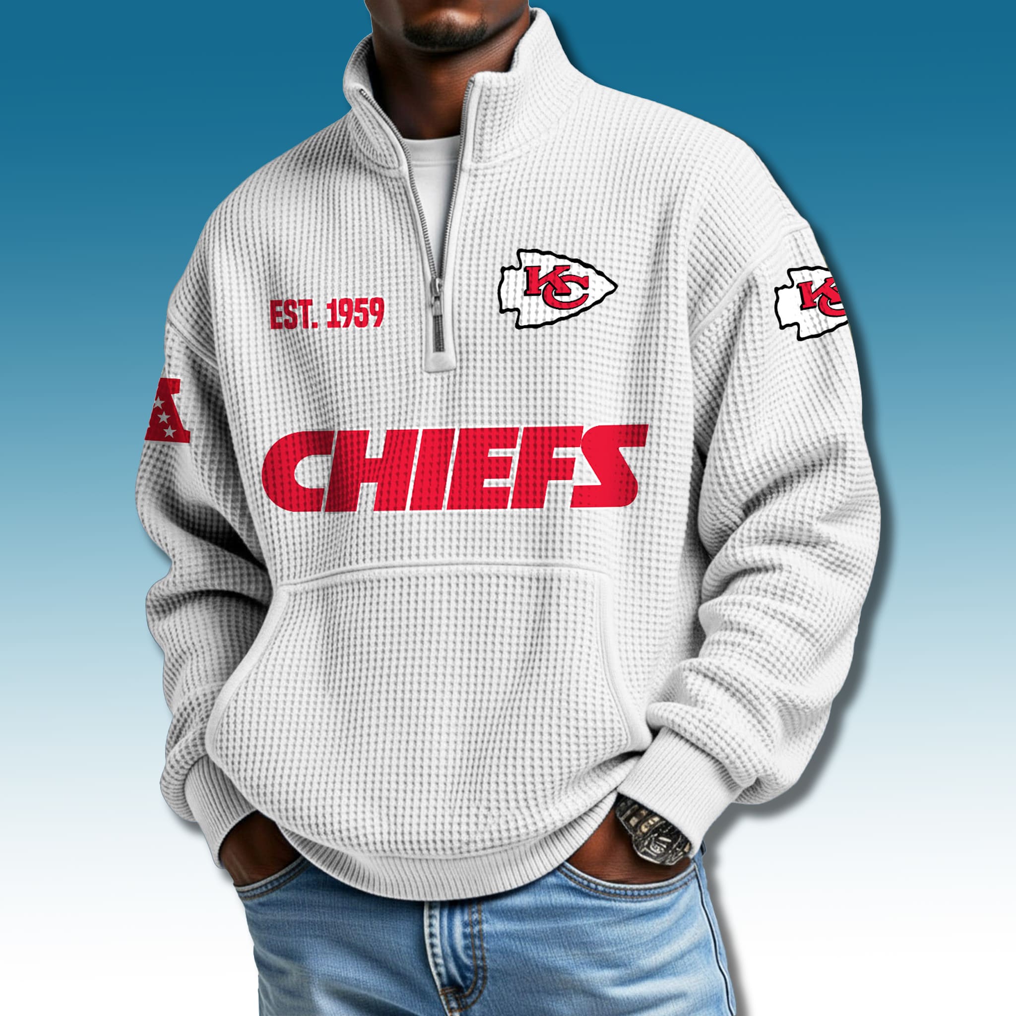 Chiefs EST 1959 Waffle Quarter Zip Sweater 4 Kansas City Chiefs EST 1959 Waffle Quarter Zip Sweater