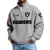 Raiders EST 1960 Waffle Quarter Zip Sweater 5 Las Vegas Raiders EST 1960 Waffle Quarter Zip Sweater 2