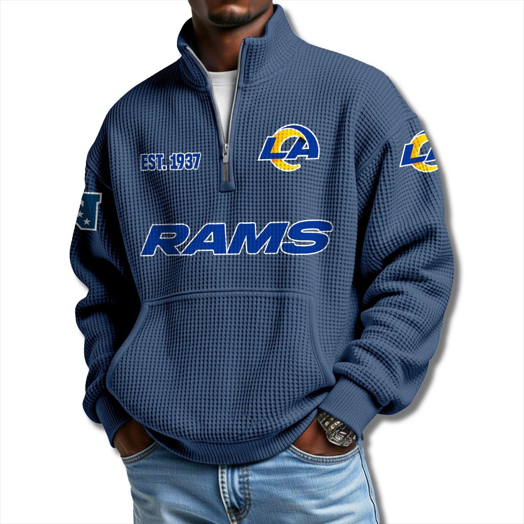 Los Angeles Rams EST 1937 Waffle Quarter Zip Sweater