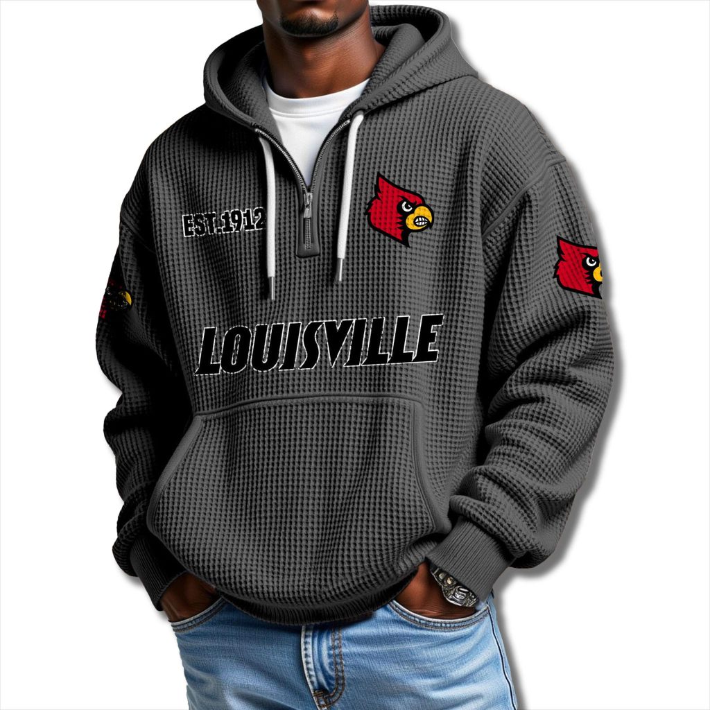 Louisville Cardinals EST 1912 Waffle Quarter Zip Hoodie