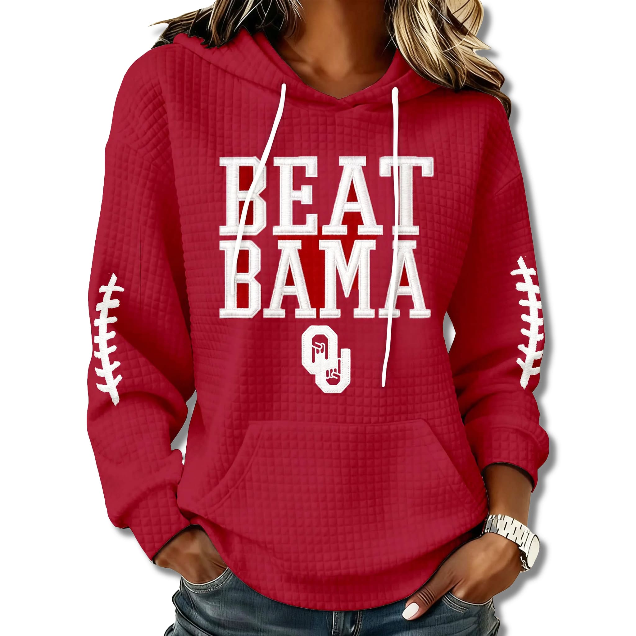 Oklahoma Sooners Beat Bama Waffle Hoodie 1 Oklahoma Sooners Beat Bama Waffle Hoodie 1