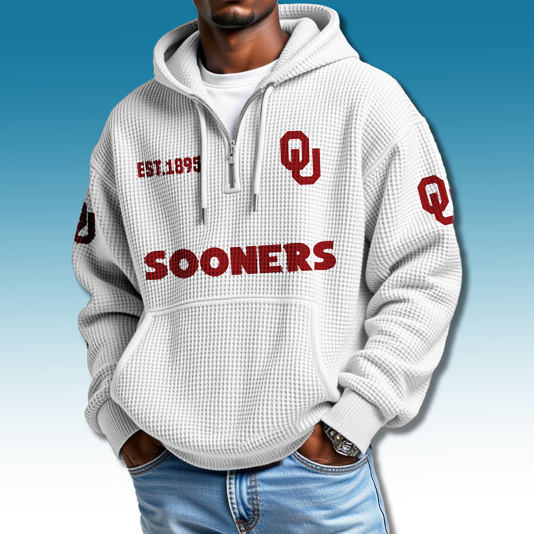 Oklahoma Sooners Waffle Quarter Zip Hoodie 2025 3 Oklahoma Sooners Waffle Quarter Zip Hoodie 2025 3