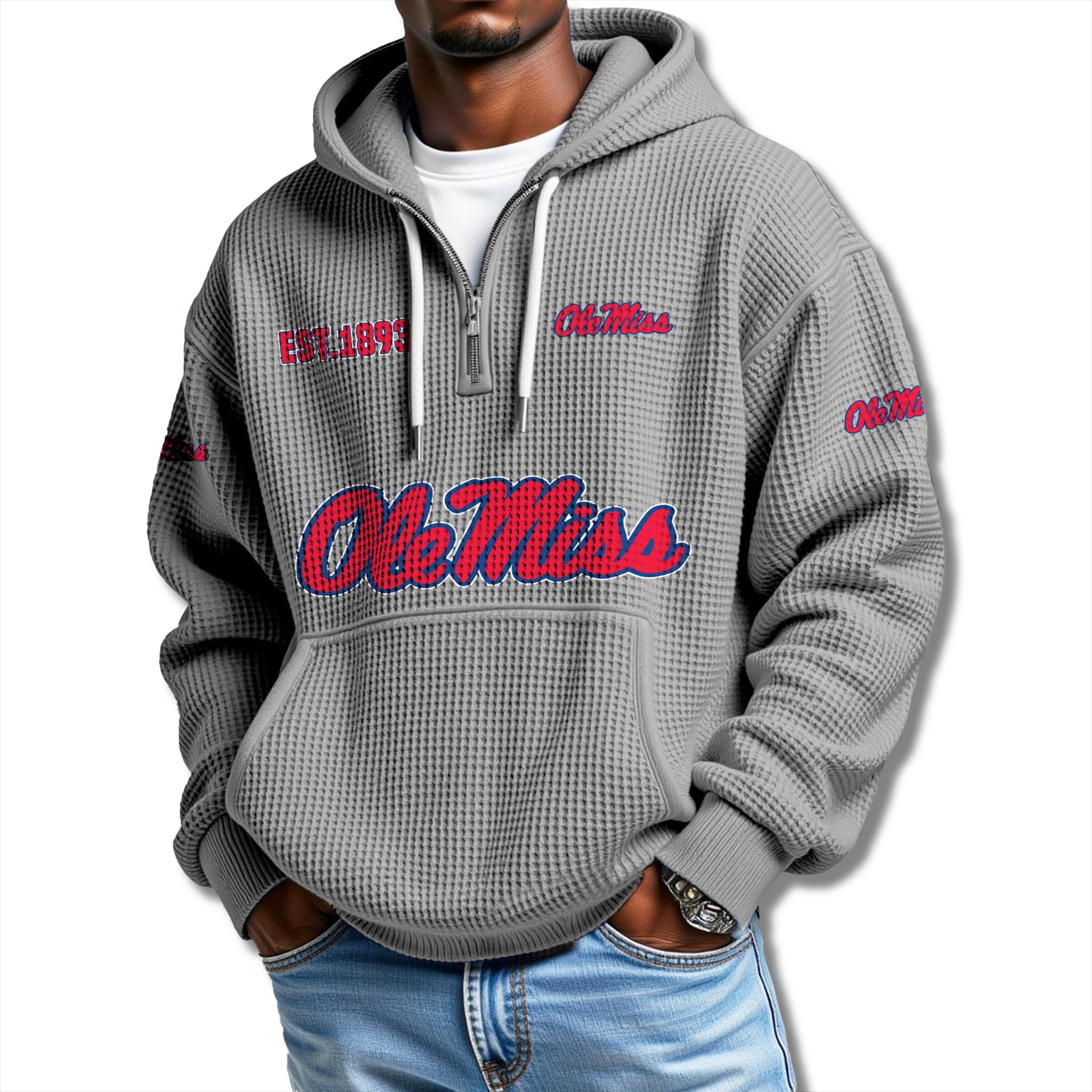 Ole Miss Rebels Waffle Quarter Zip Hoodie 2025 1 Ole Miss Rebels Waffle 2025 Quarter Zip Hoodie 1