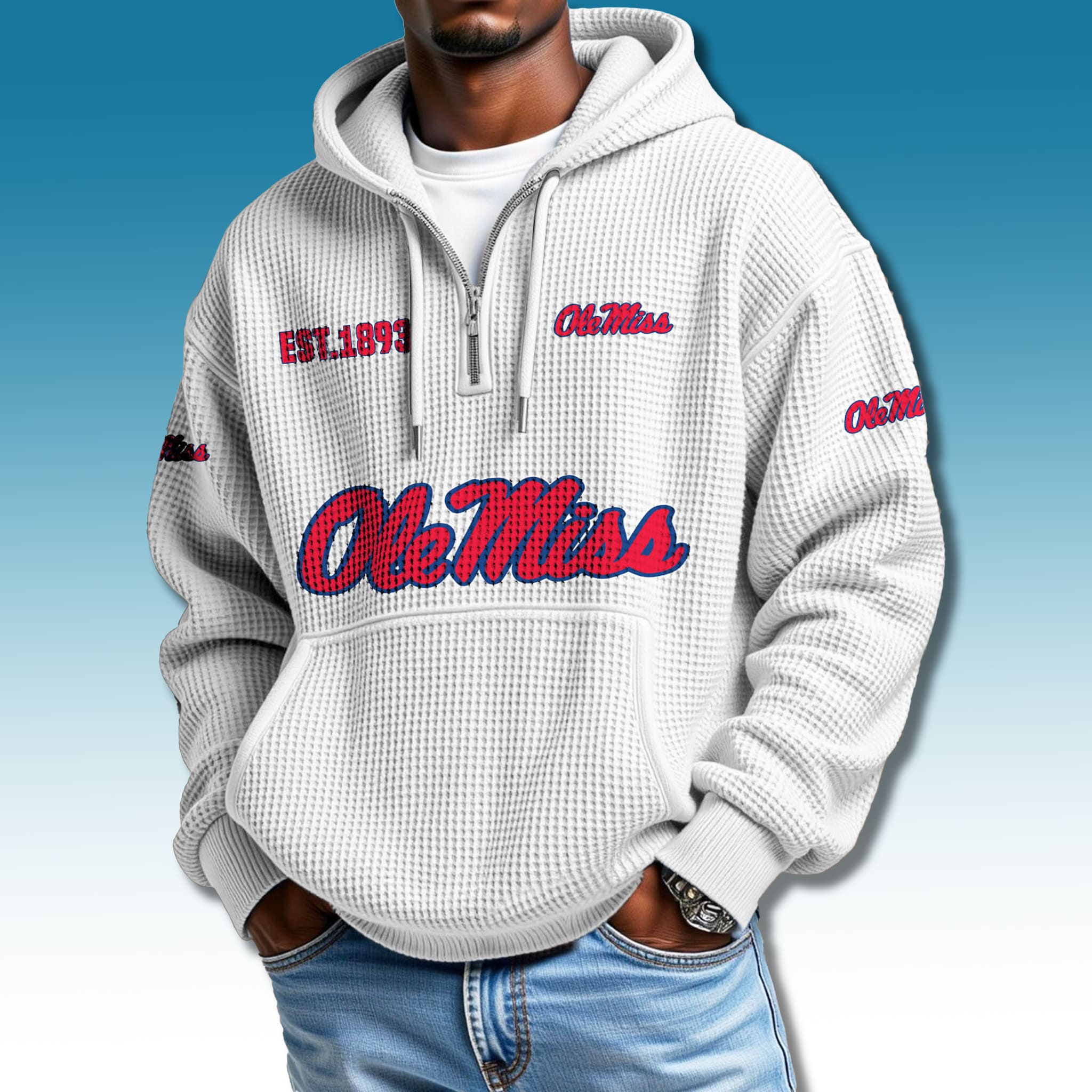 Ole Miss Rebels Waffle Quarter Zip Hoodie 2025 3 Ole Miss Rebels Waffle 2025 Quarter Zip Hoodie 3