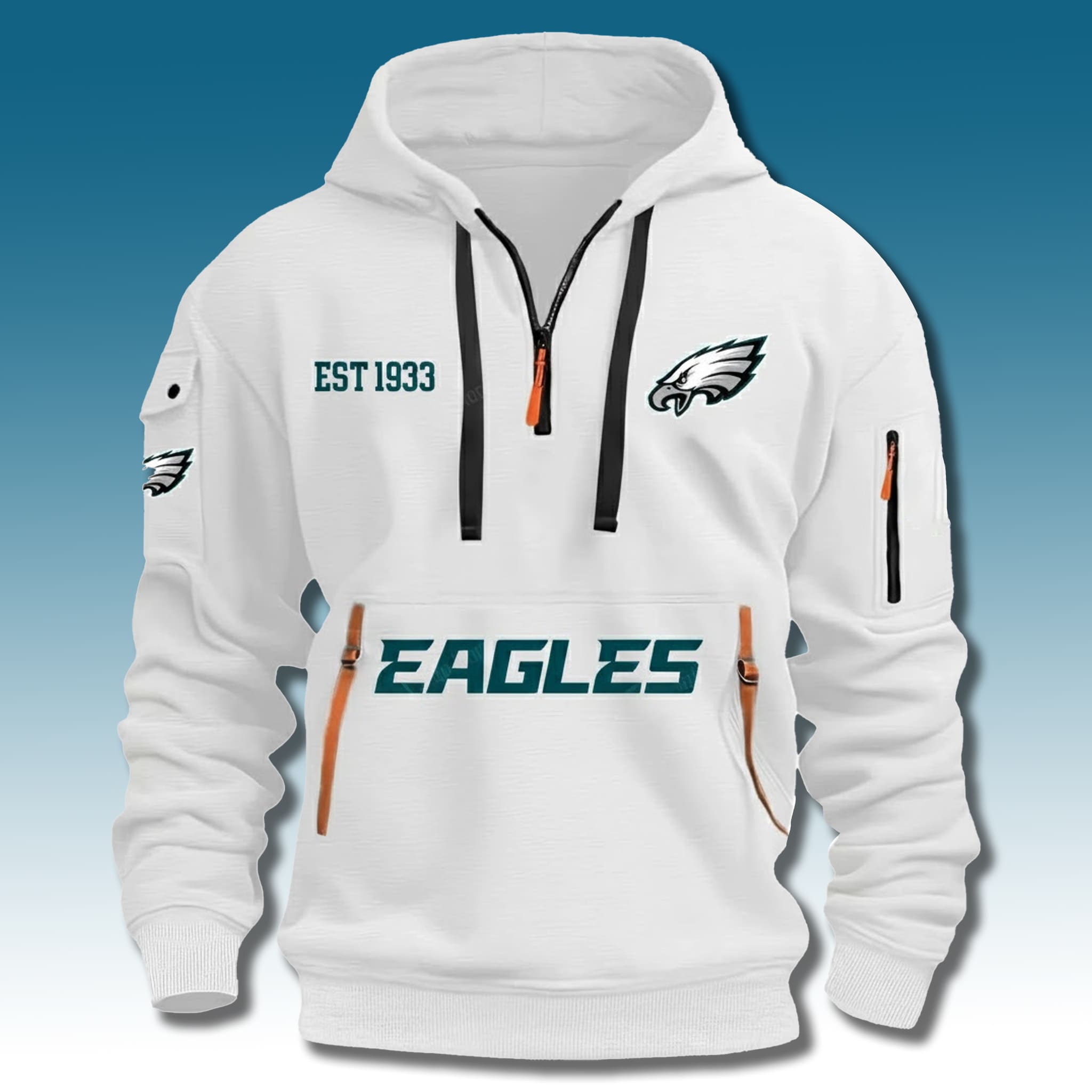 Philadelphia Eagles EST 1933 Quarter Zip Hoodie Philadelphia Eagles EST 1933 Quarter Zip Hoodie
