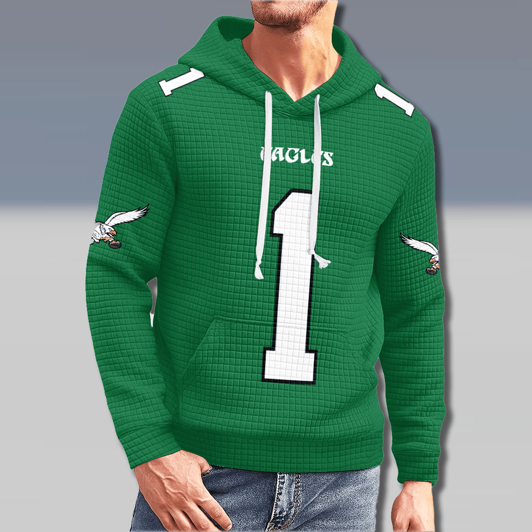 Eagles Jalen Hurts Kelly Green Waffle Hoodie 2 Philadelphia Eagles Jalen Hurts Kelly Green Waffle Hoodie 2