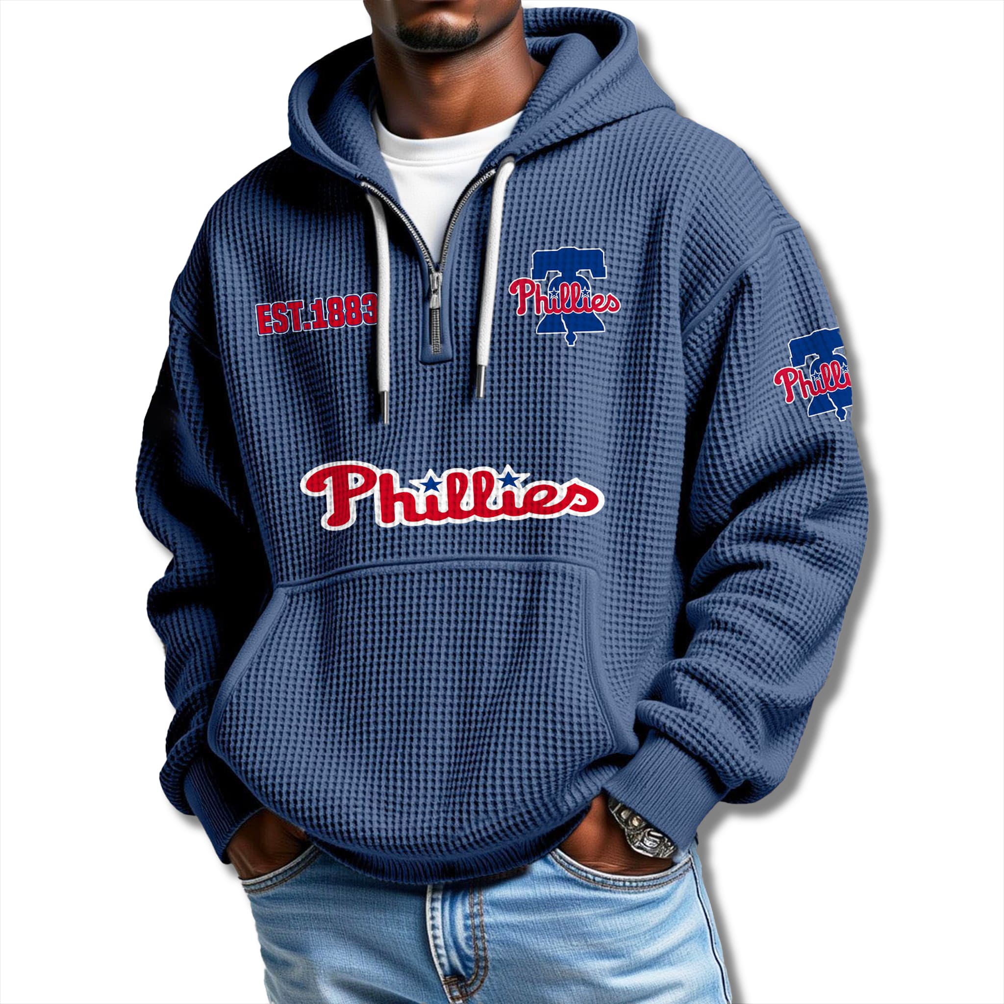 Philadelphia Phillies EST 1883 Waffle Quarter Zip Hoodie 2 Philadelphia Phillies EST 1883 Waffle Quarter Zip Hoodie 2