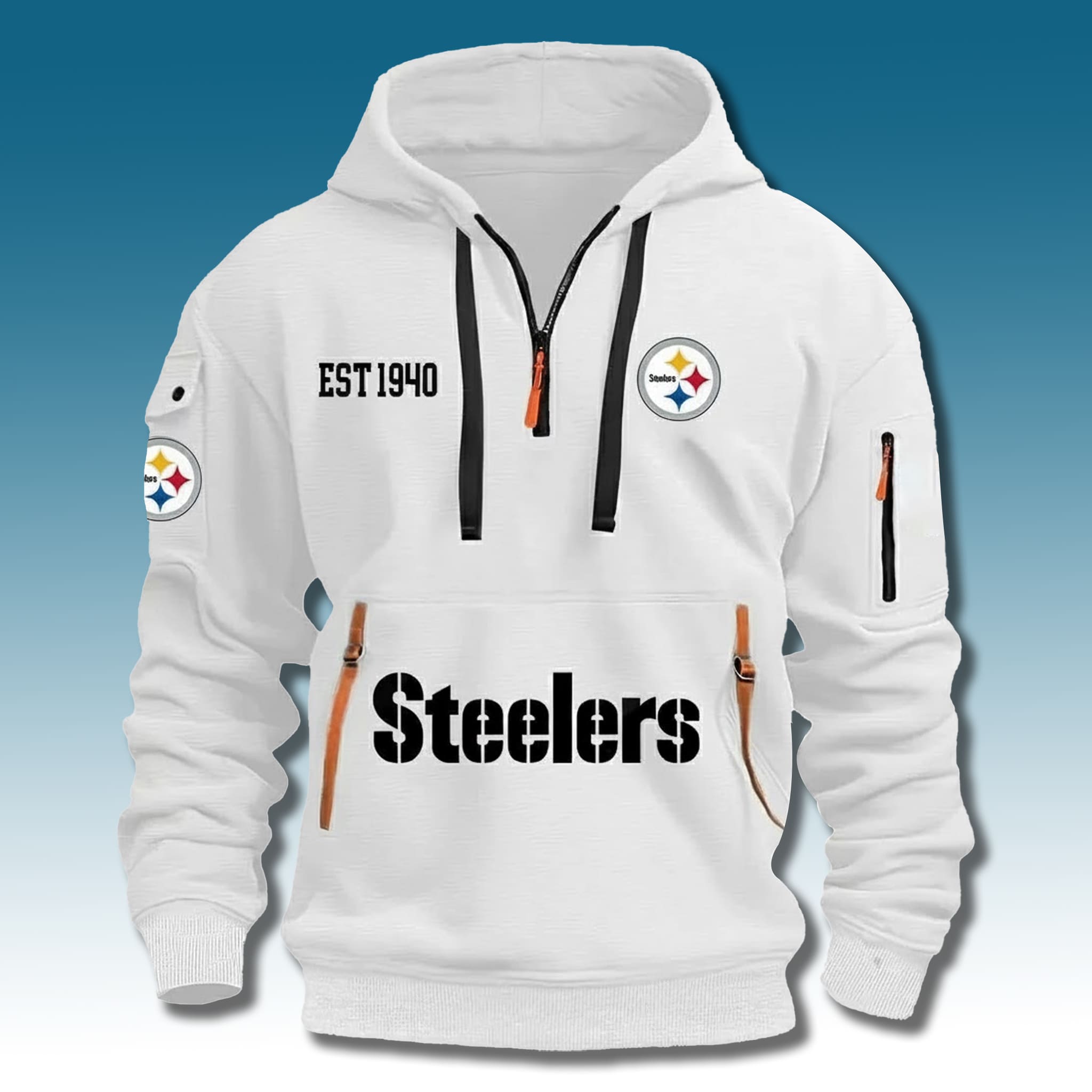 Pittsburgh Steelers EST 1940 Quarter Zip Hoodie Pittsburgh Steelers EST 1940 Quarter Zip Hoodie