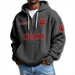 Indiana Hoosiers EST 1887 Waffle Quarter Zip Hoodie 1
