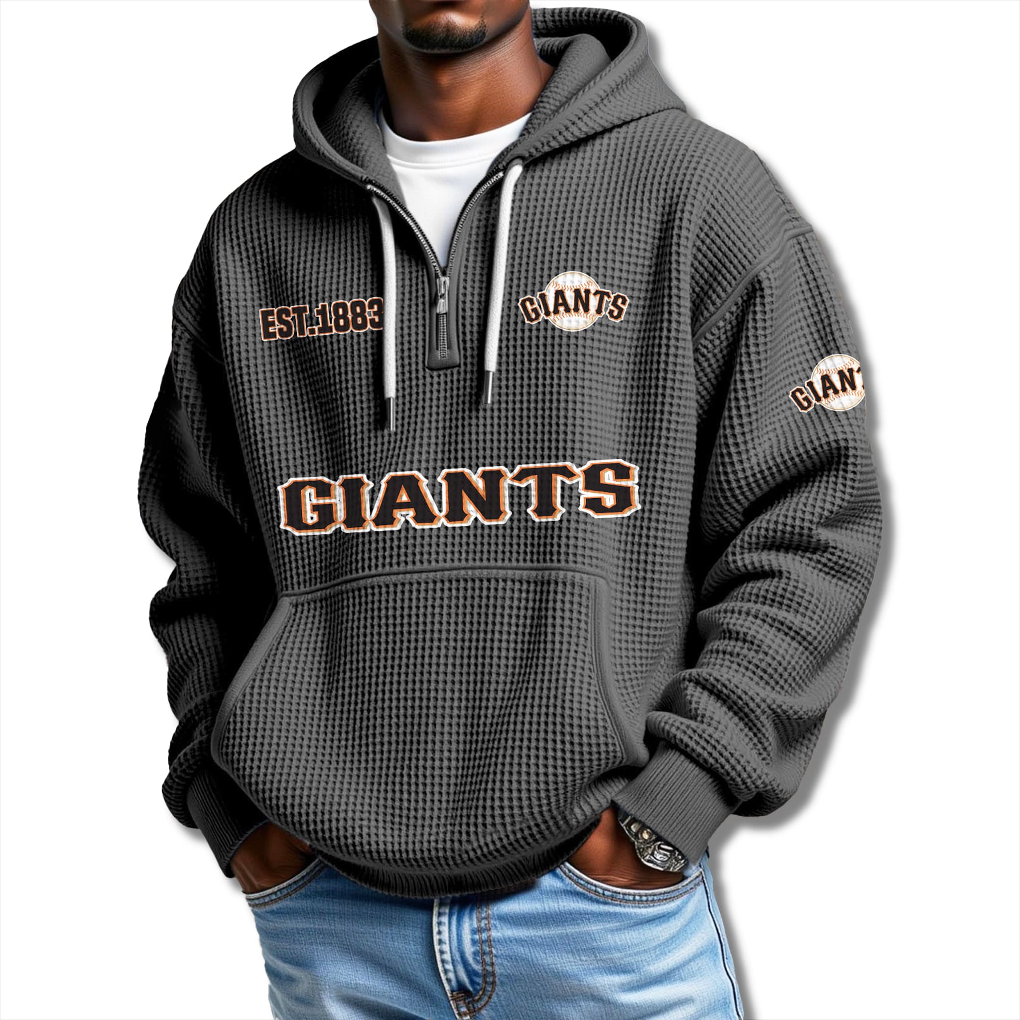 San Francisco Giants EST 1883 Waffle Quarter Zip Hoodie 3 San Francisco Giants EST 1883 Waffle Quarter Zip Hoodie 3