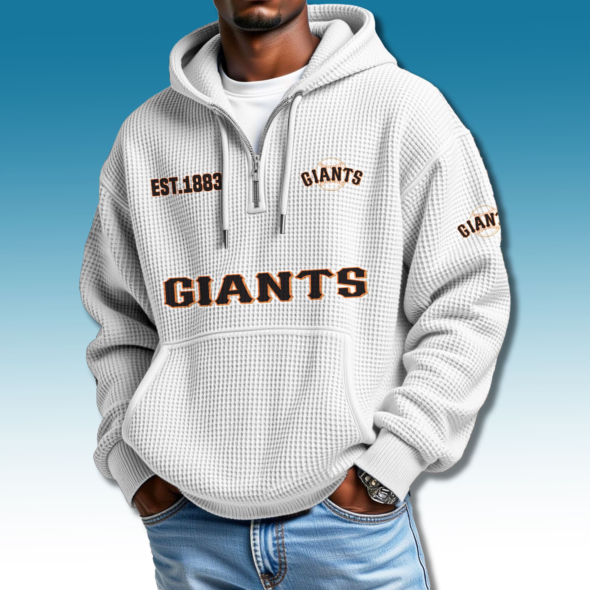 San Francisco Giants EST 1883 Waffle Quarter Zip Hoodie 4 San Francisco Giants EST 1883 Waffle Quarter Zip Hoodie 4