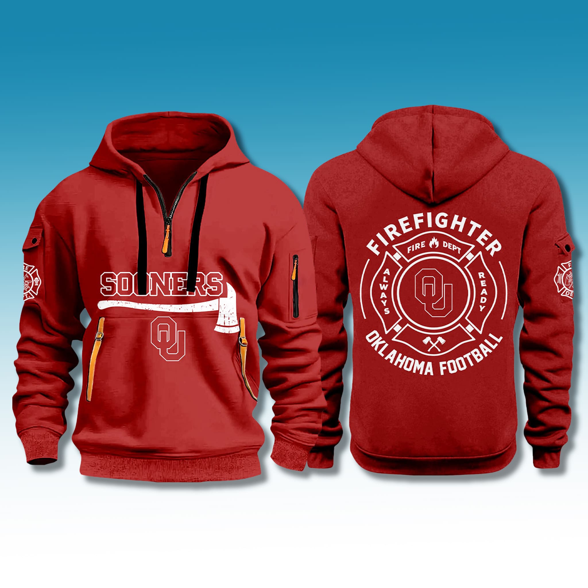 Sooners Firefighter Appreciation Quarter Zip Hoodie 2025 1 Sooners Firefighter Appreciation Quarter Zip Hoodie 2025 1