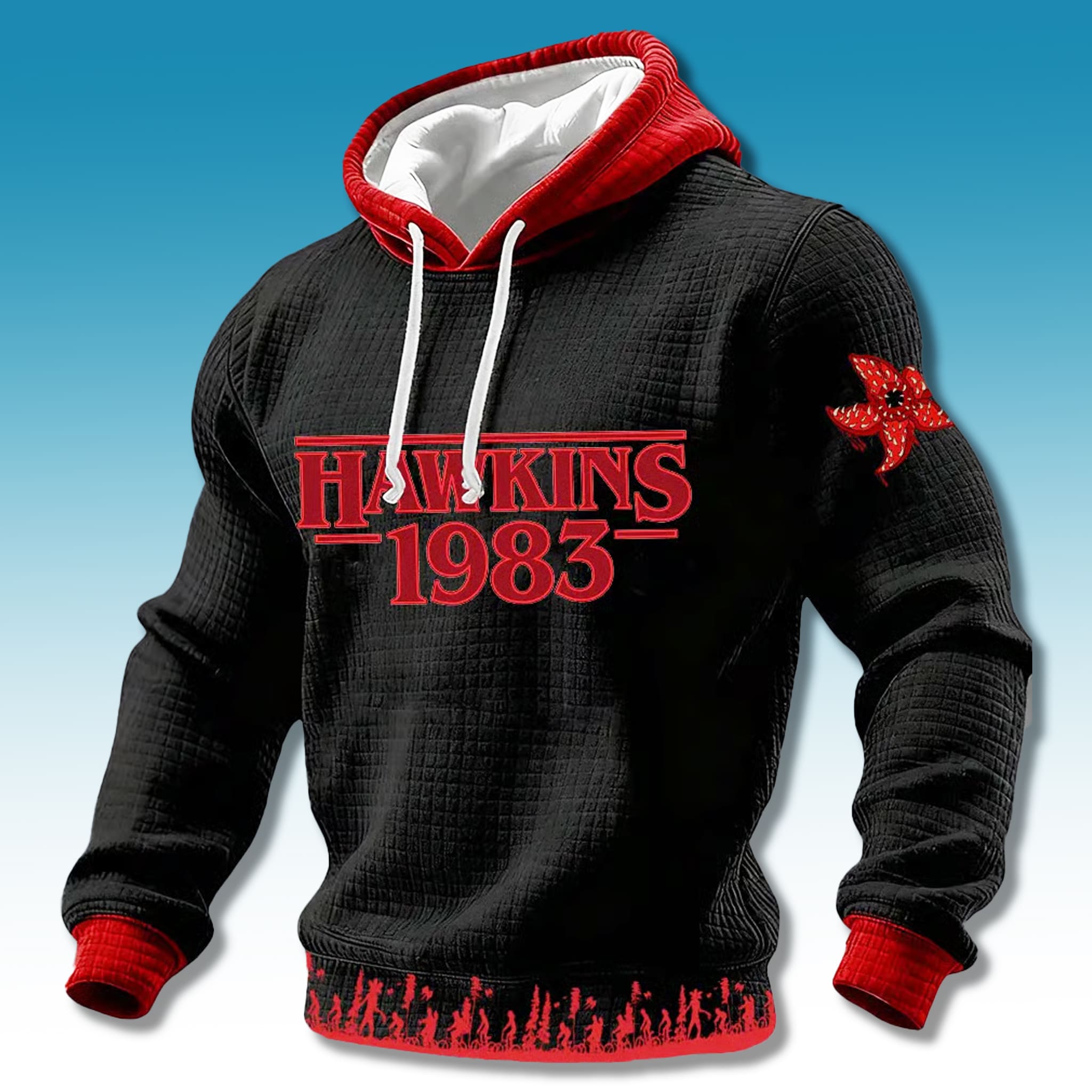 Stranger Things Hawkins 1983 Waffle Hoodie 1 Stranger Things Hawkins 1983 Waffle Hoodie 1
