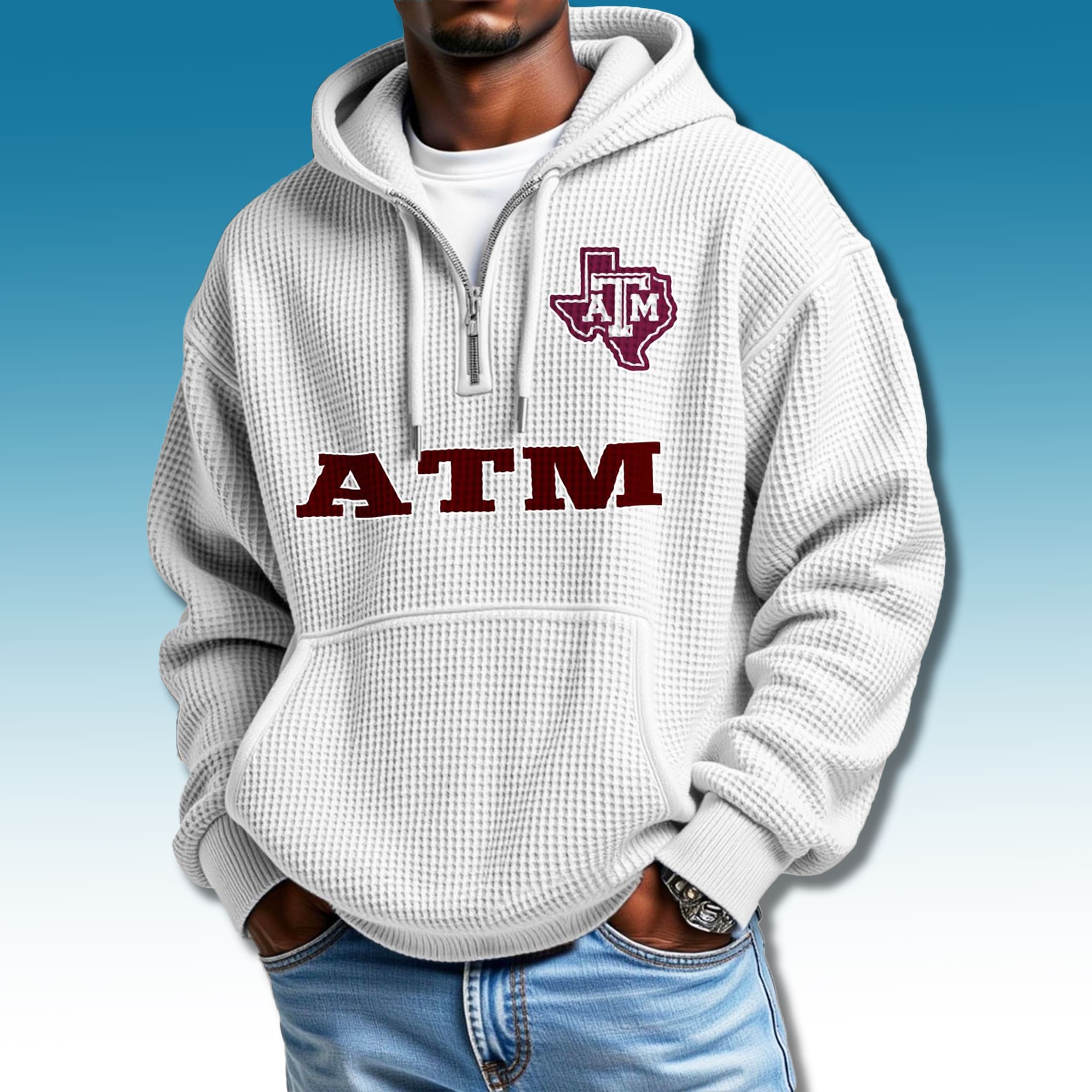 Texas A&M Aggies Waffle Quarter Zip Hoodie 2025 2 Texas AM Aggies Waffle Quarter Zip Hoodie 2025 2