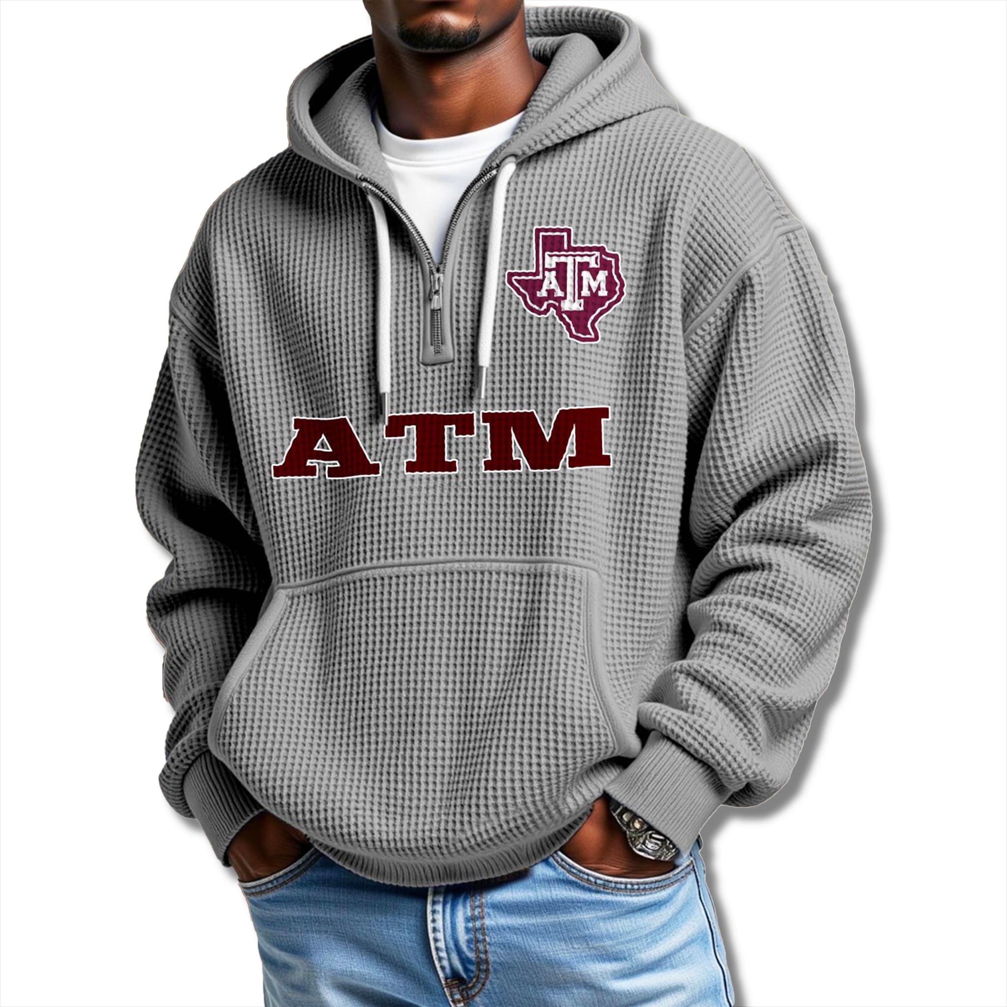 Texas A&M Aggies Waffle Quarter Zip Hoodie 2025 3 Texas AM Aggies Waffle Quarter Zip Hoodie 2025 3