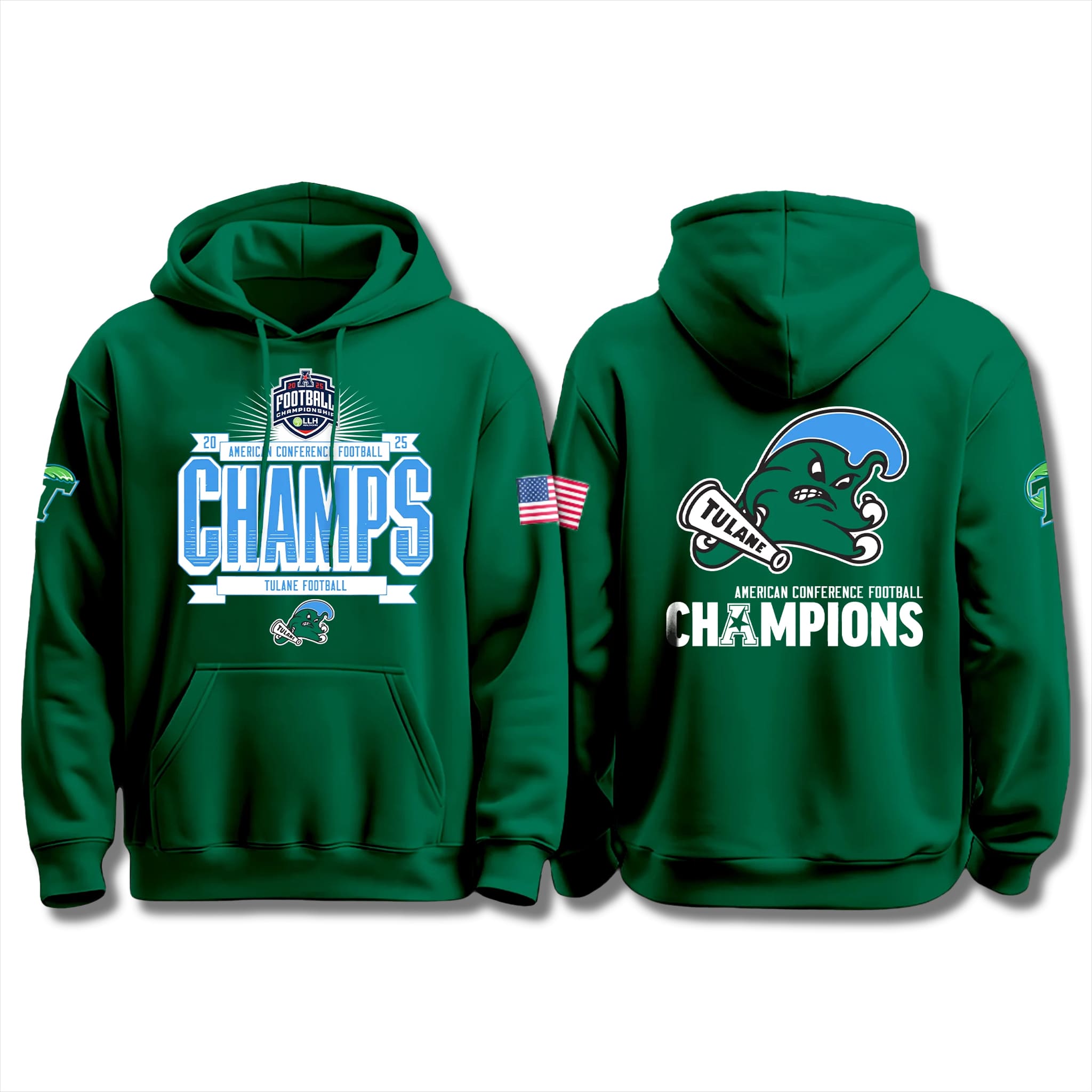 Tulane Green Wave Football 2025 AAC Champions Hoodie 1 Tulane Green Wave Football 2025 AAC Champions Hoodie 1