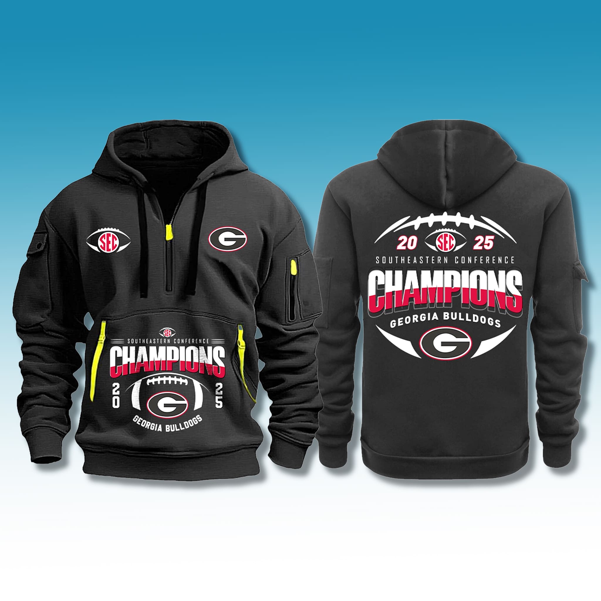 UGA Bulldogs SEC Champions 2025 Zip Hoodie 1 UGA Bulldogs SEC Champions 2025 Zip Hoodie 1