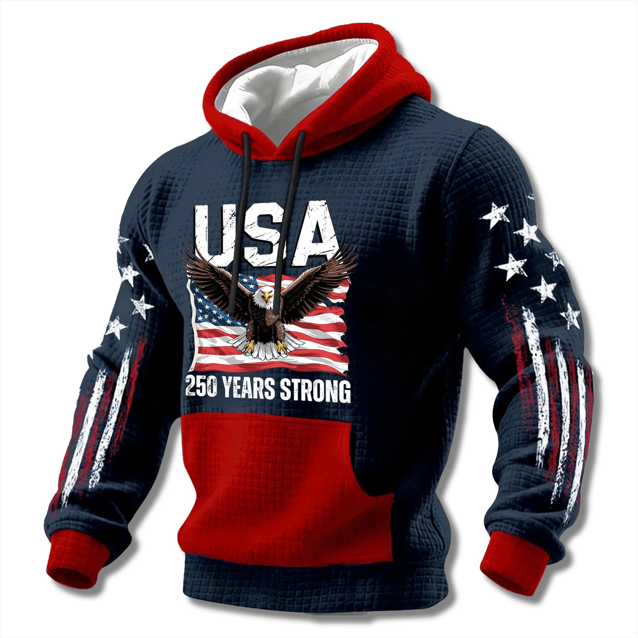 USA 250 Years Strong Patriotic Waffle Hoodie 2 USA 250 Years Strong Patriotic Waffle Hoodie